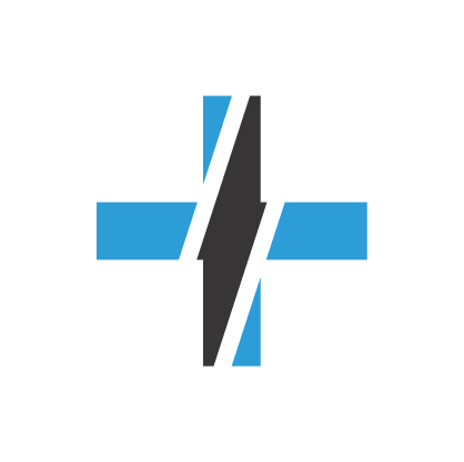 Blue and black plus icon