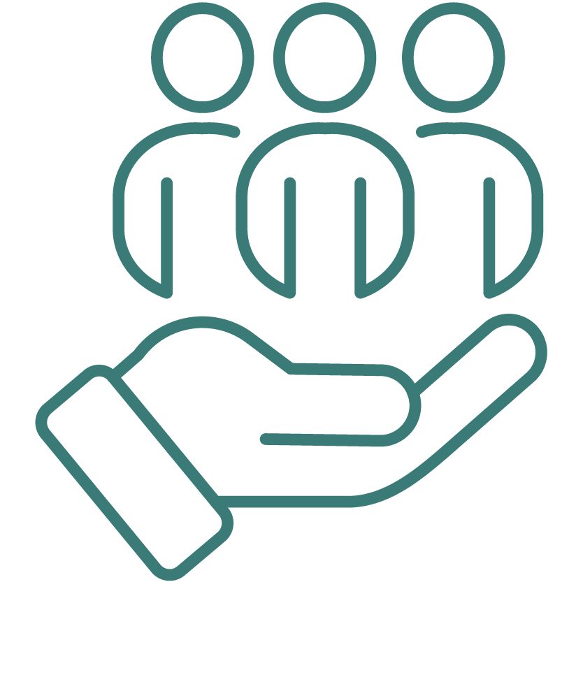 Icon that represents a people -first approach and delivering support that is needed.