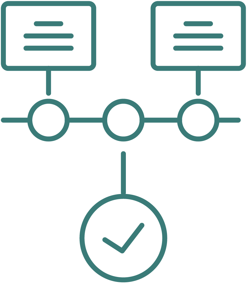 Icon that represents organisational systems to develop compliance.
