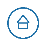 Icon of a house inside a circle