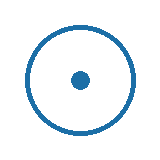 A simple black and white target symbol with concentric circles.