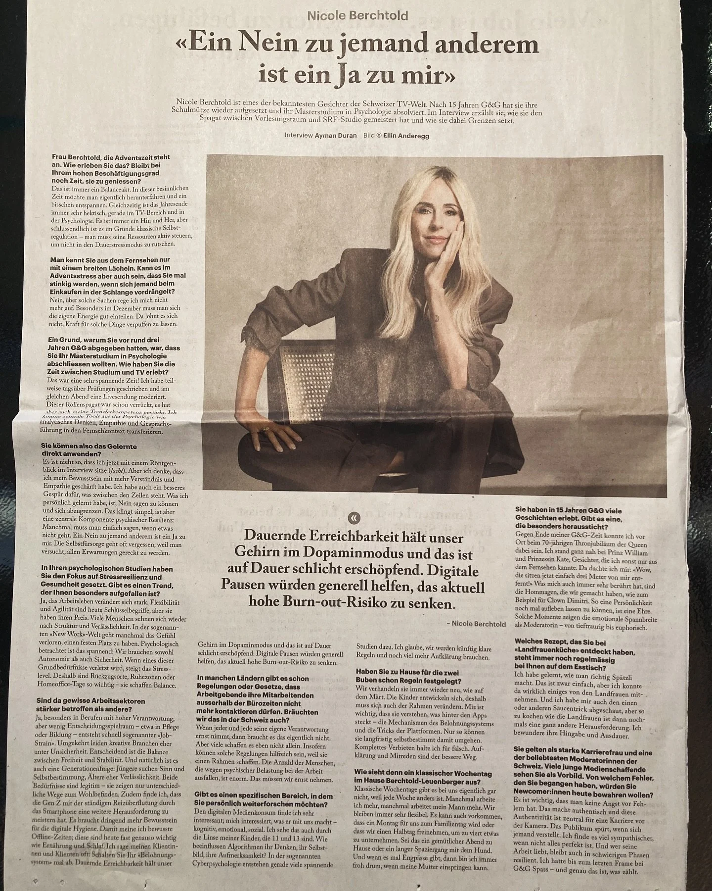 &bdquo;Dauernde Erreichbarkeit h&auml;lt unser Gehirn im Dopaminmodus und das ist auf Dauer schlicht ersch&ouml;pfend. Digitale Pausen w&uuml;rden generell helfen, das aktuell hohe Burn-out-Risiko zu senken.&ldquo; Vielleicht ein Input f&uuml;r Dich?