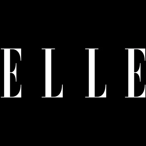 The logo of ELLE magazine with bold white letters on a black background.