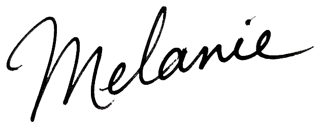 The word "Melanie" written in elegant, cursive script.