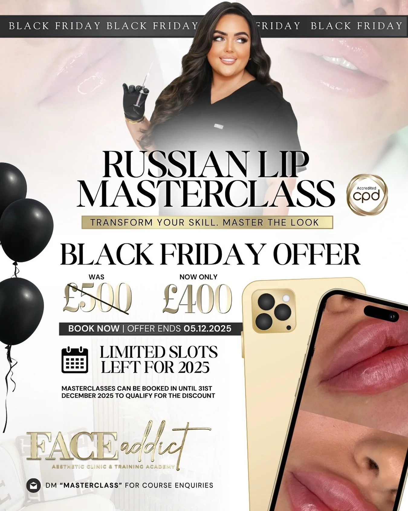 OUR BLACK FRIDAY OFFERS ARE HERE&hellip; 🖤

▪️We are offering a MASSIVE 20% off ALL treatments over the cost of &pound;100!

▪️For our academy, we are offering 20% off ALL training courses!

▪️KLARNA &amp; CLEARPAY available on ALL treatments and tr