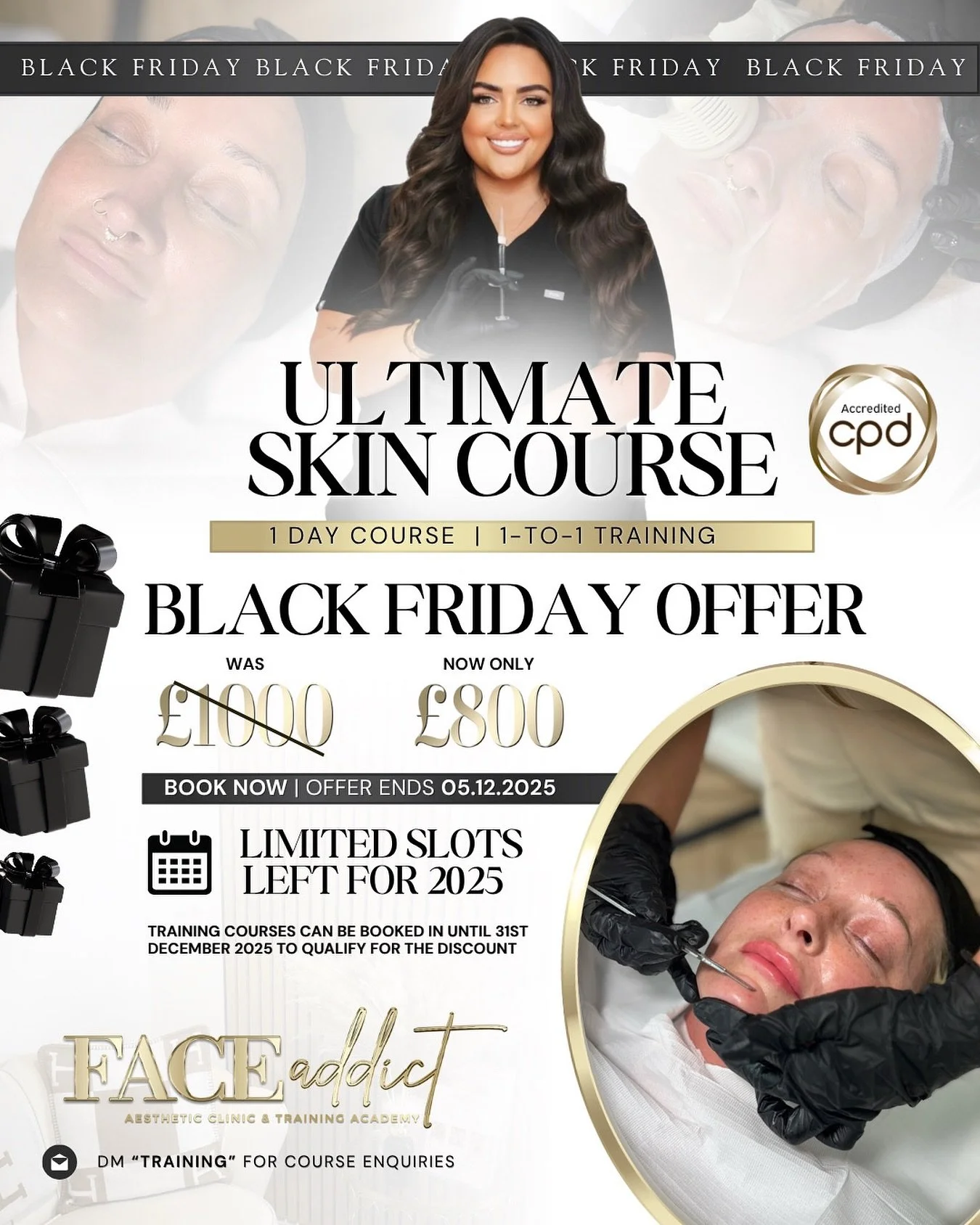 OUR BLACK FRIDAY OFFERS ARE HERE&hellip; 🖤

▪️We are offering a MASSIVE 20% off ALL treatments over the cost of &pound;100!

▪️For our academy, we are offering 20% off ALL training courses!

▪️KLARNA &amp; CLEARPAY available on ALL treatments and tr