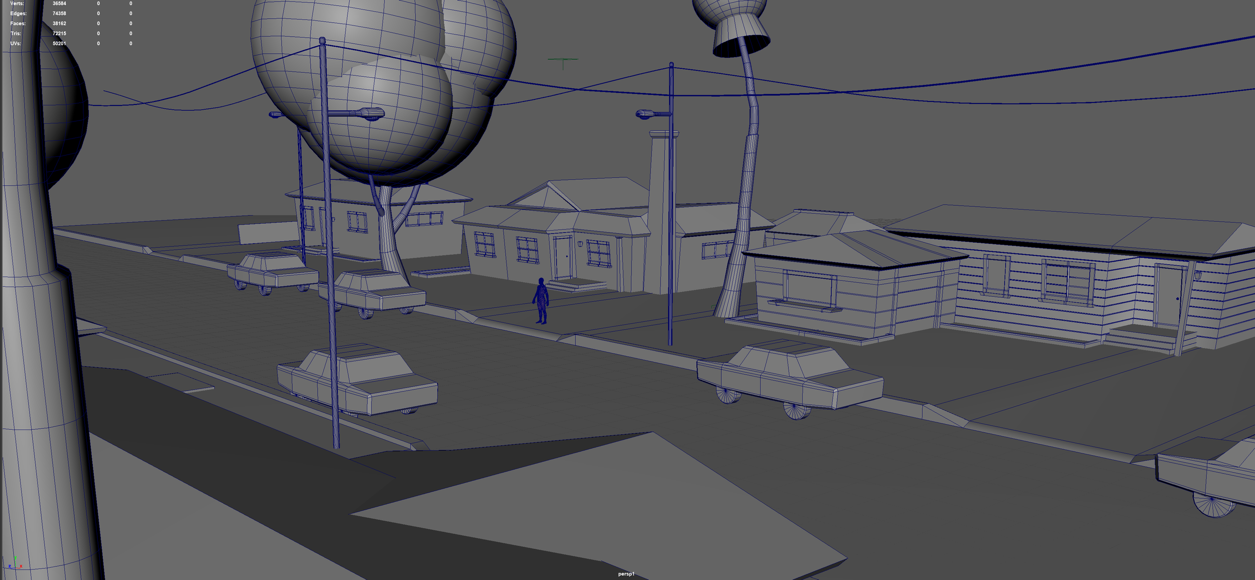 The player's starting home is visually distinct indicated  by the complex roof and the tall chimney