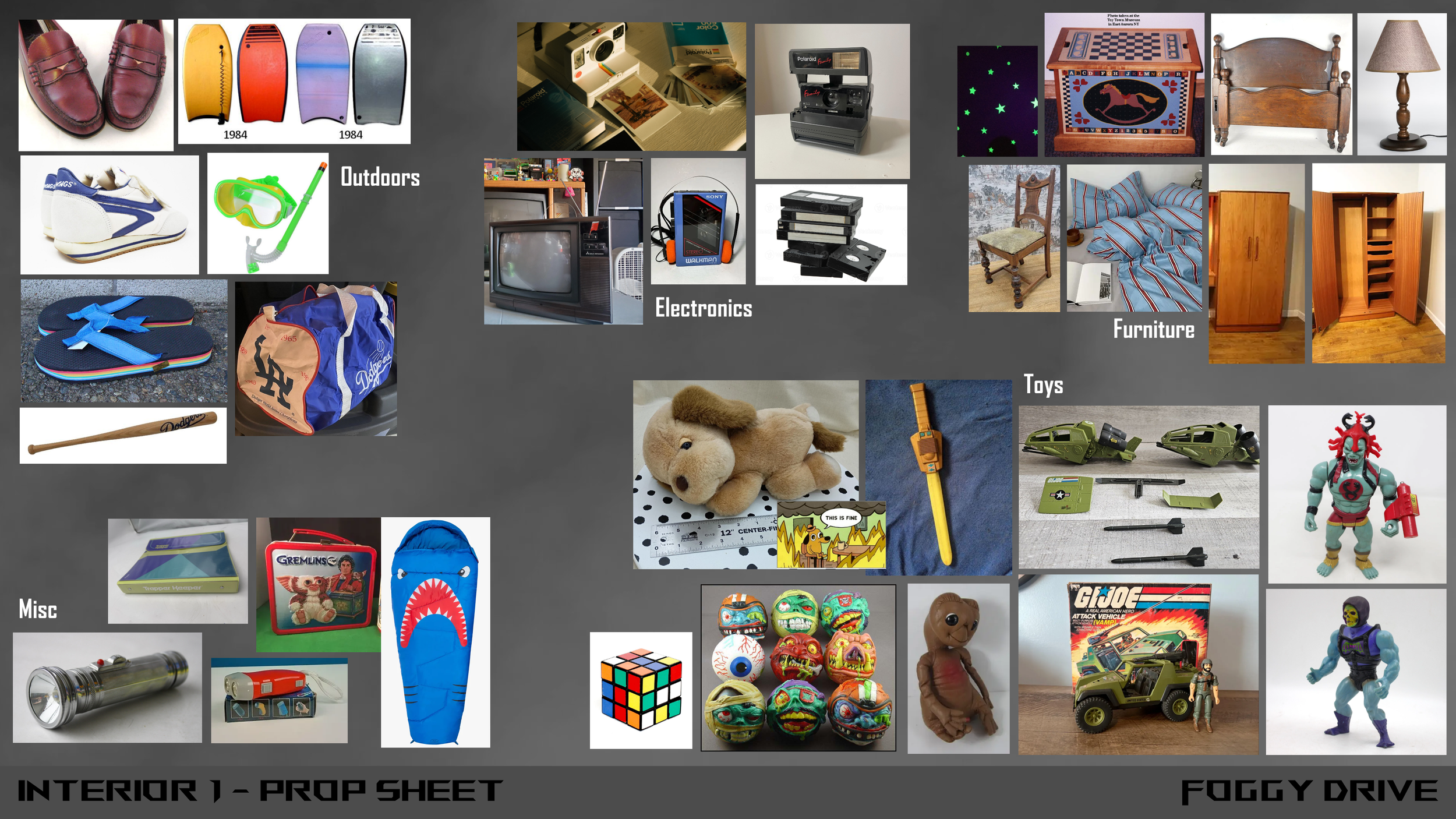 Hunting for reference photos from 1986 was tough, but combining lots of old photographs, with vintage furniture and toys started to bring it to life. Keeping it simple with authentic highlight items was key.