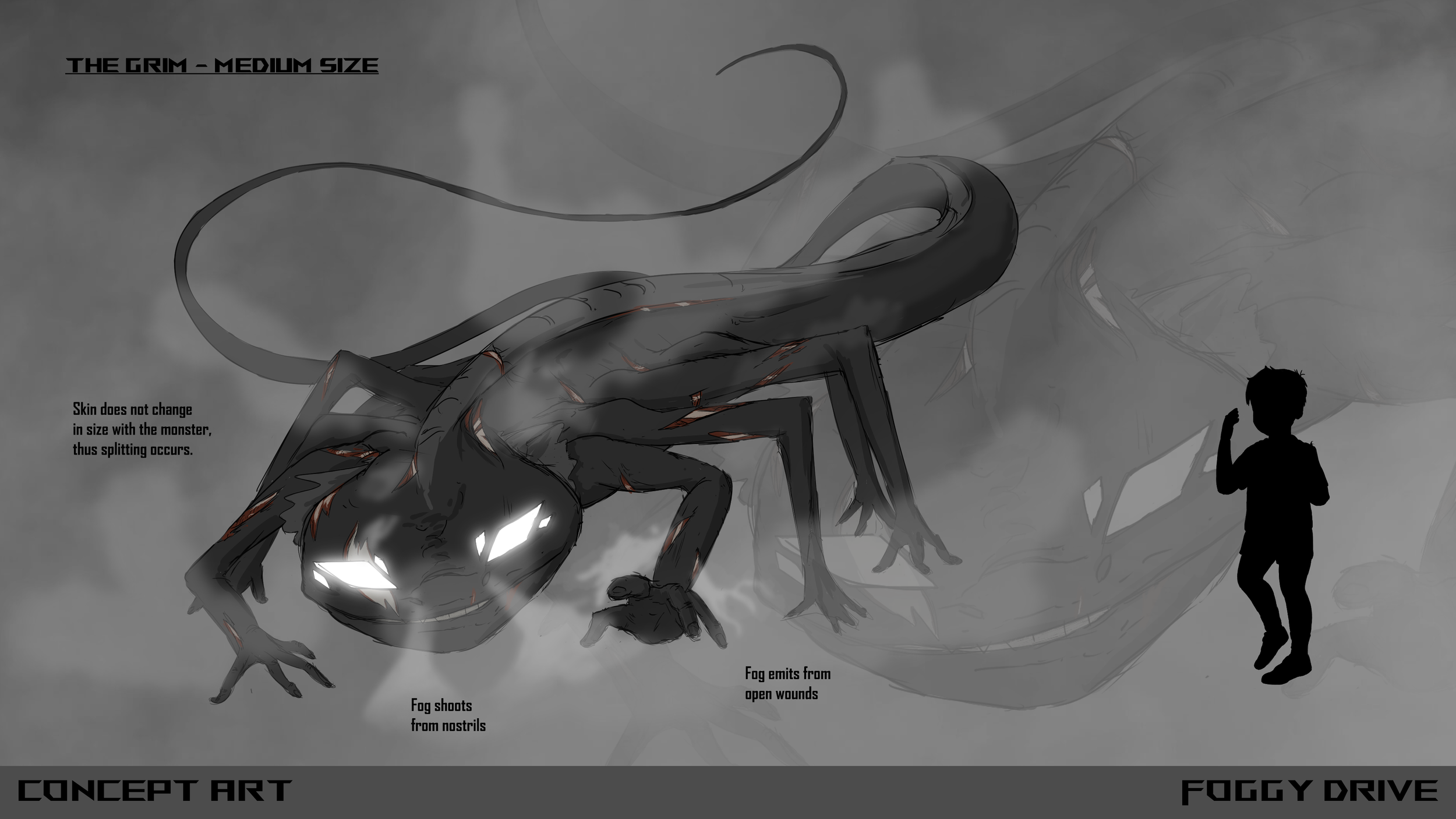 A design rooted in Chris’s childhood memories of catching lizards in his backyard. Inspired by Brandon Sanderson’s Koloss, the creature grows by tearing itself open, revealing a beating heart — a visceral metaphor for grief expanding faster than a ch