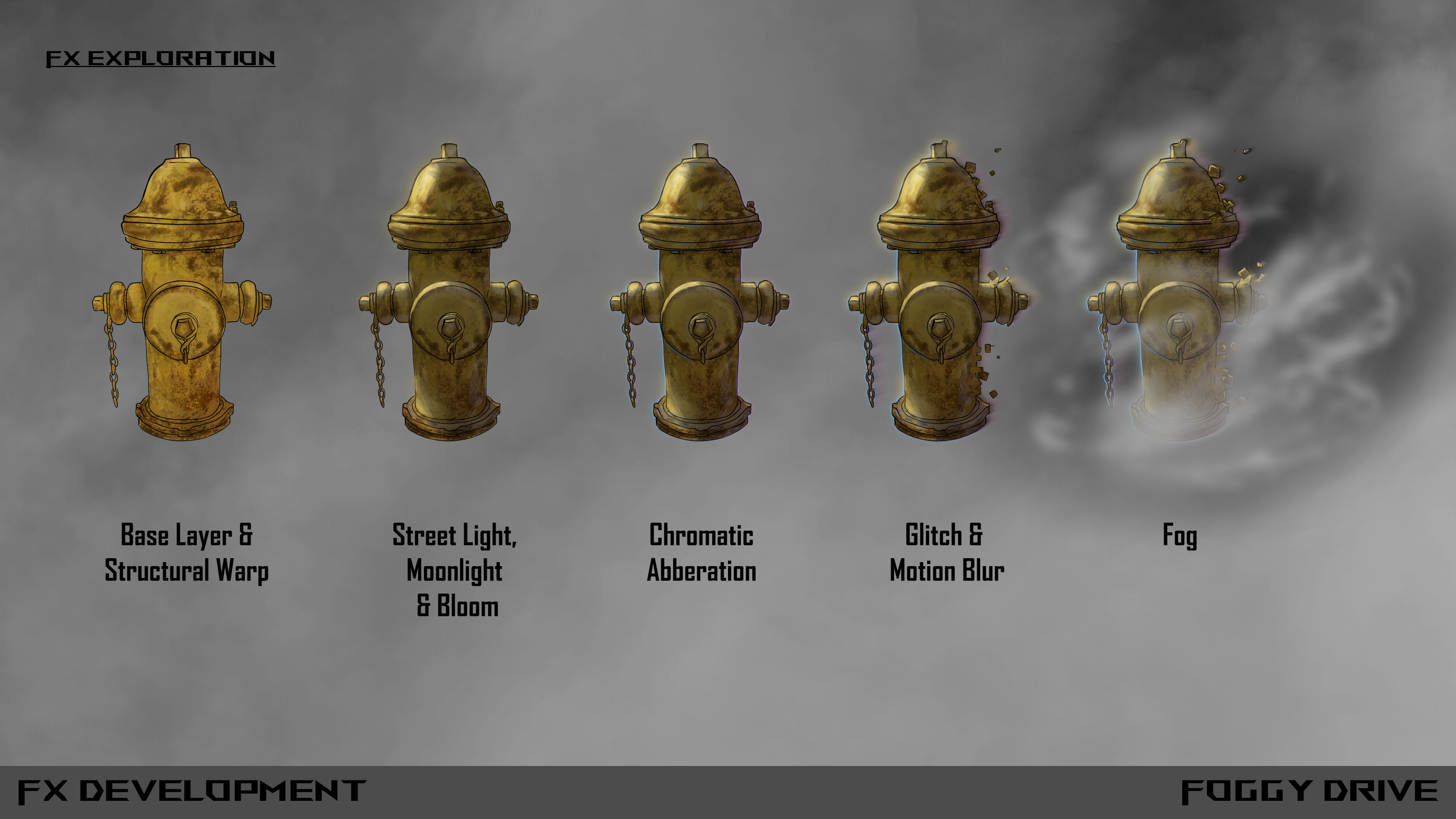 I explored FX that make the environment feel unstable, almost as if the game itself is glitching. That meta‑level confusion—where the player briefly wonders if something’s wrong with their system—creates a sharp counterpoint to the core theme of seek