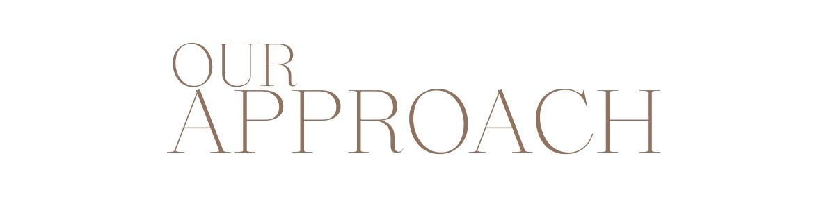 Text that reads 'Our Approach' in large, stylized font.