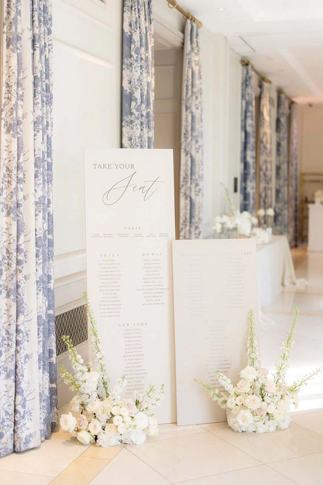 seating plan at Four seasons Hamshire wedding