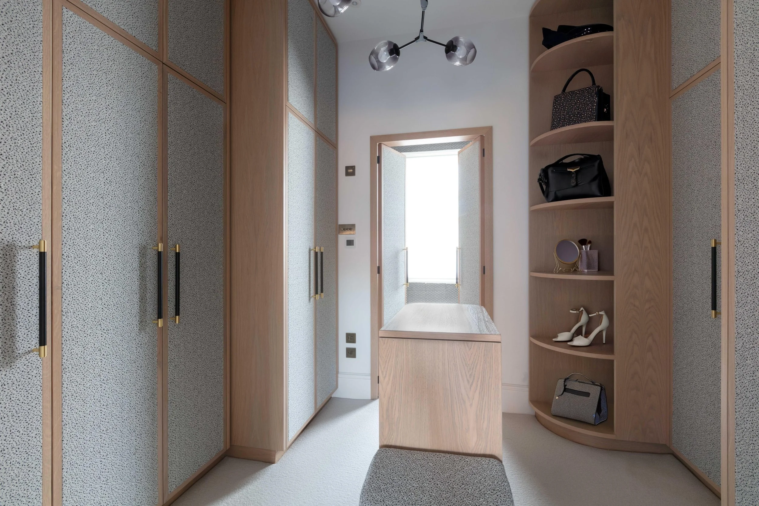 luxury bespoke dressing room interior designed family home in Tufnell park north London