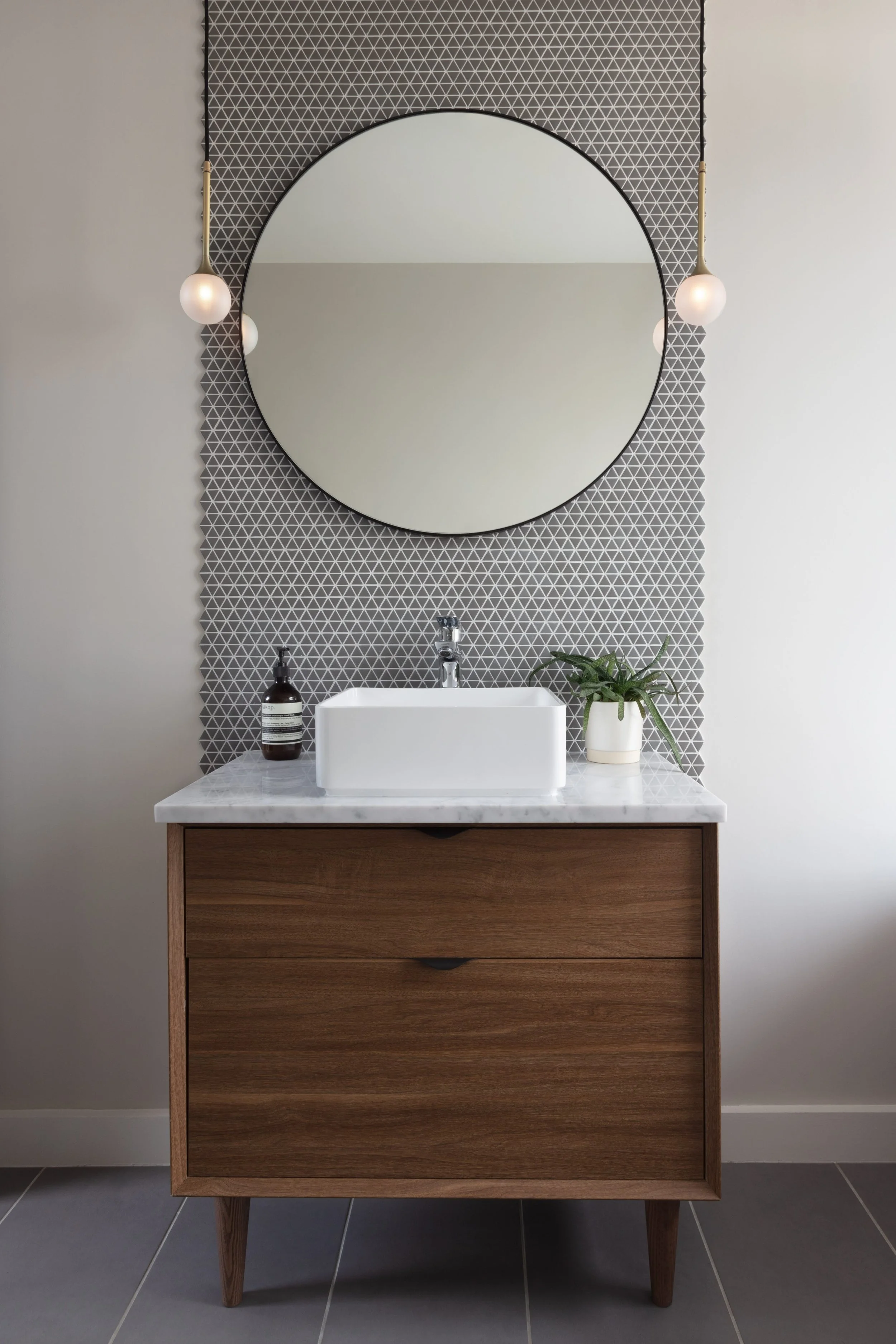 Luxury wash stand in an interior designed bathroom in Kentish town north London