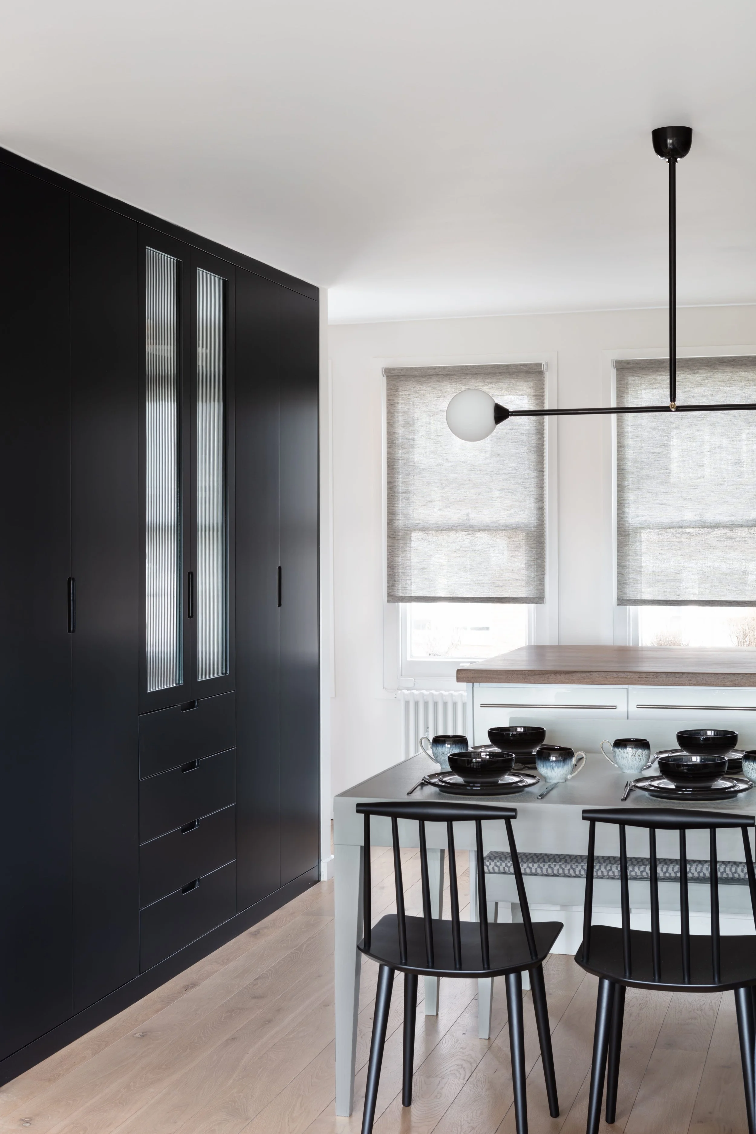 Bespoke dining room joinery in an interior designed flat in Kentish town north London