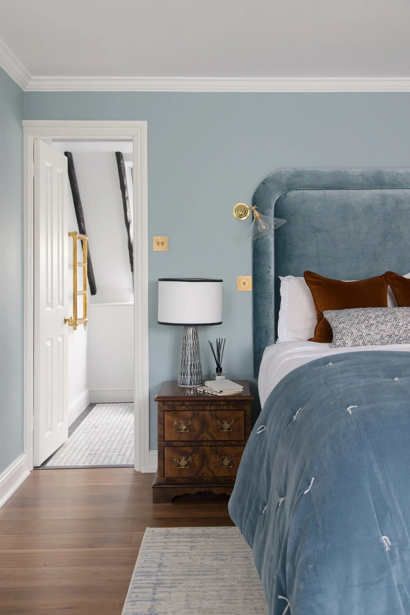 interior designed luxury master bedroom in a family home in Barnes south west London