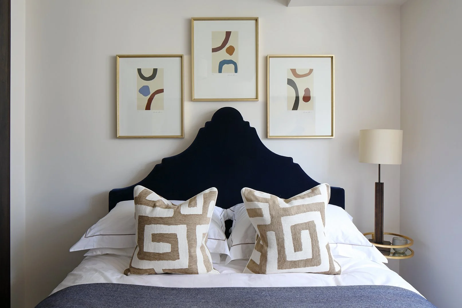 Interior designed luxury guest bedroom in a show flat in covent garden London