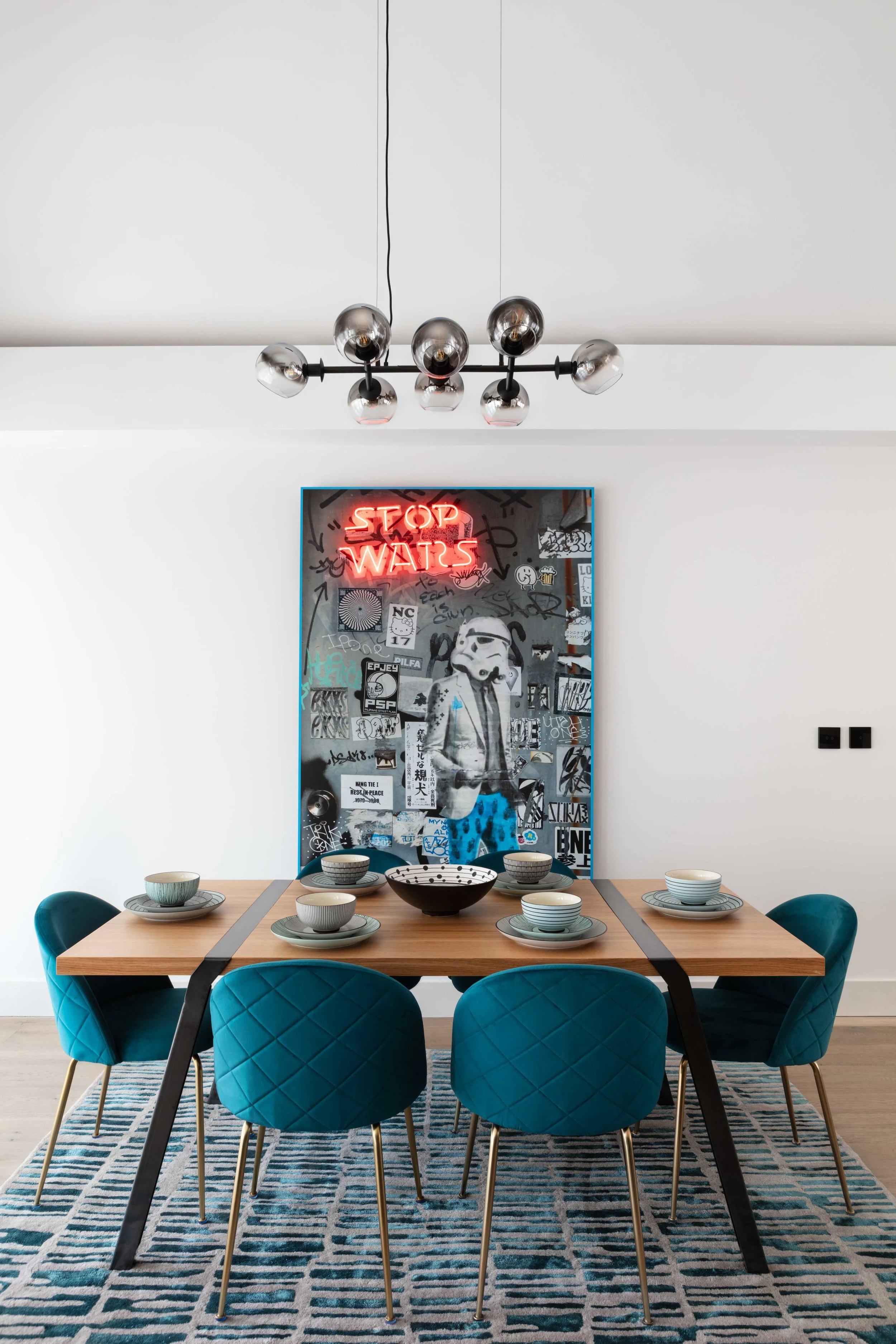 Luxury dining room in a show apartment in west London