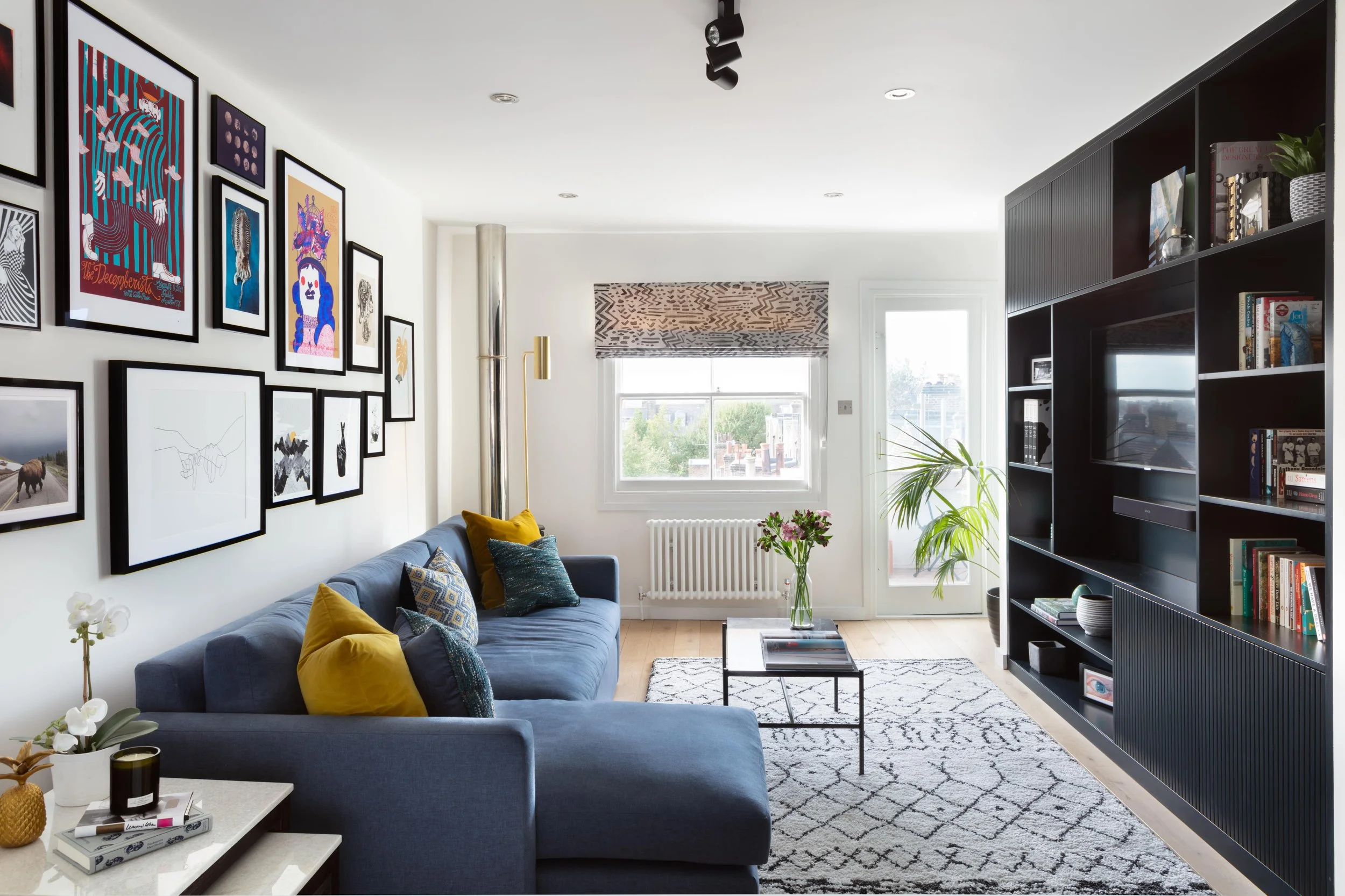 Luxury living room in a interior designed flat in Kentish town north London