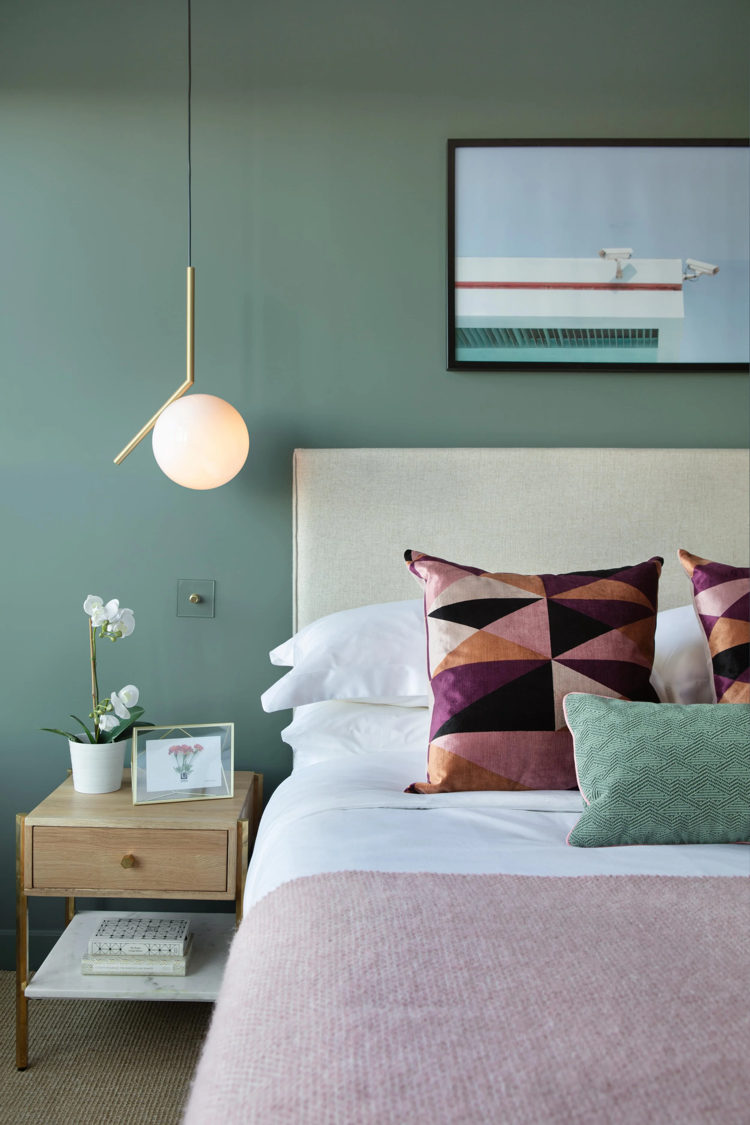 Luxury master bedroom which has been interior designed in Kentish town north London