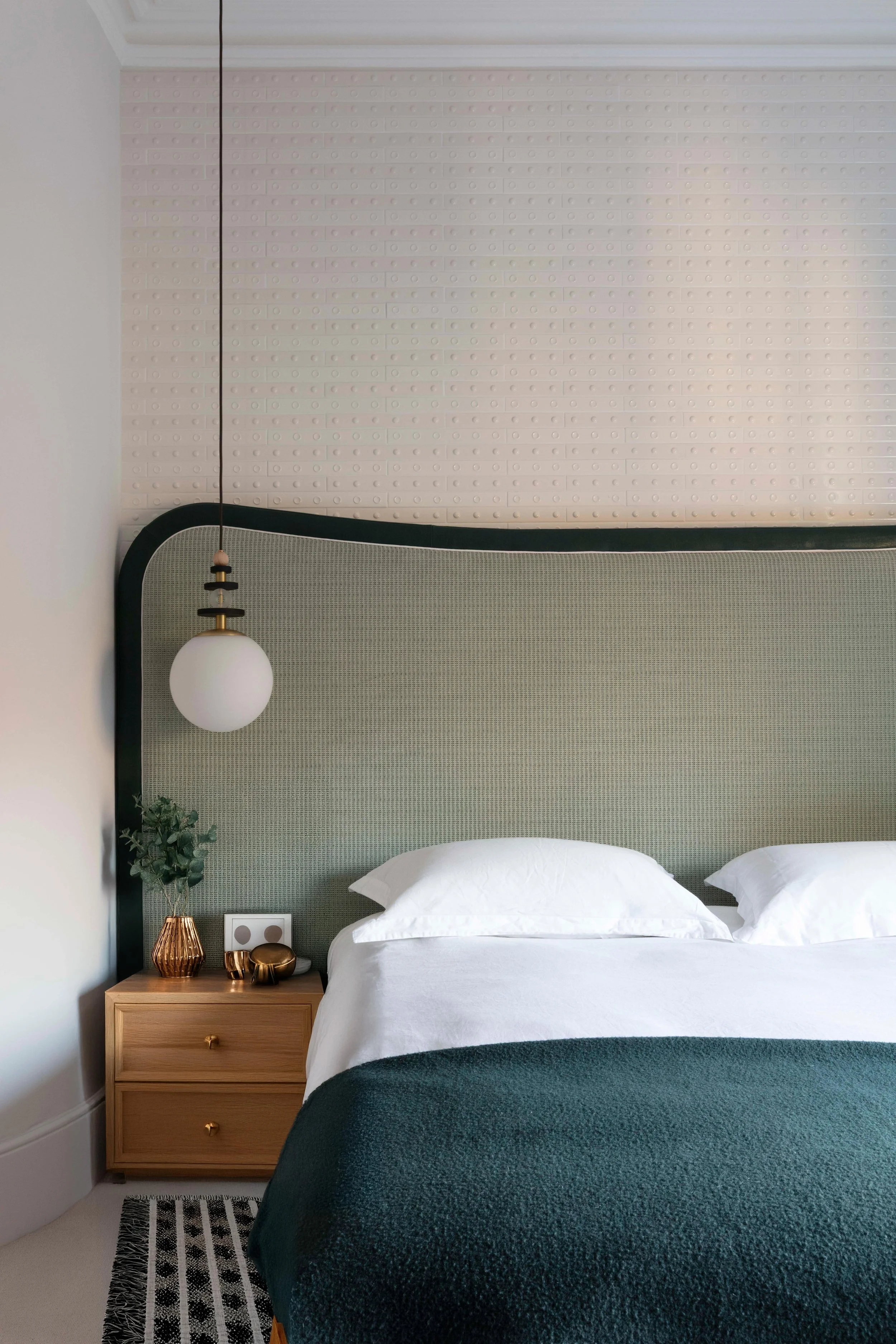 Interior designed master bedroom in Tufnell park north London family home