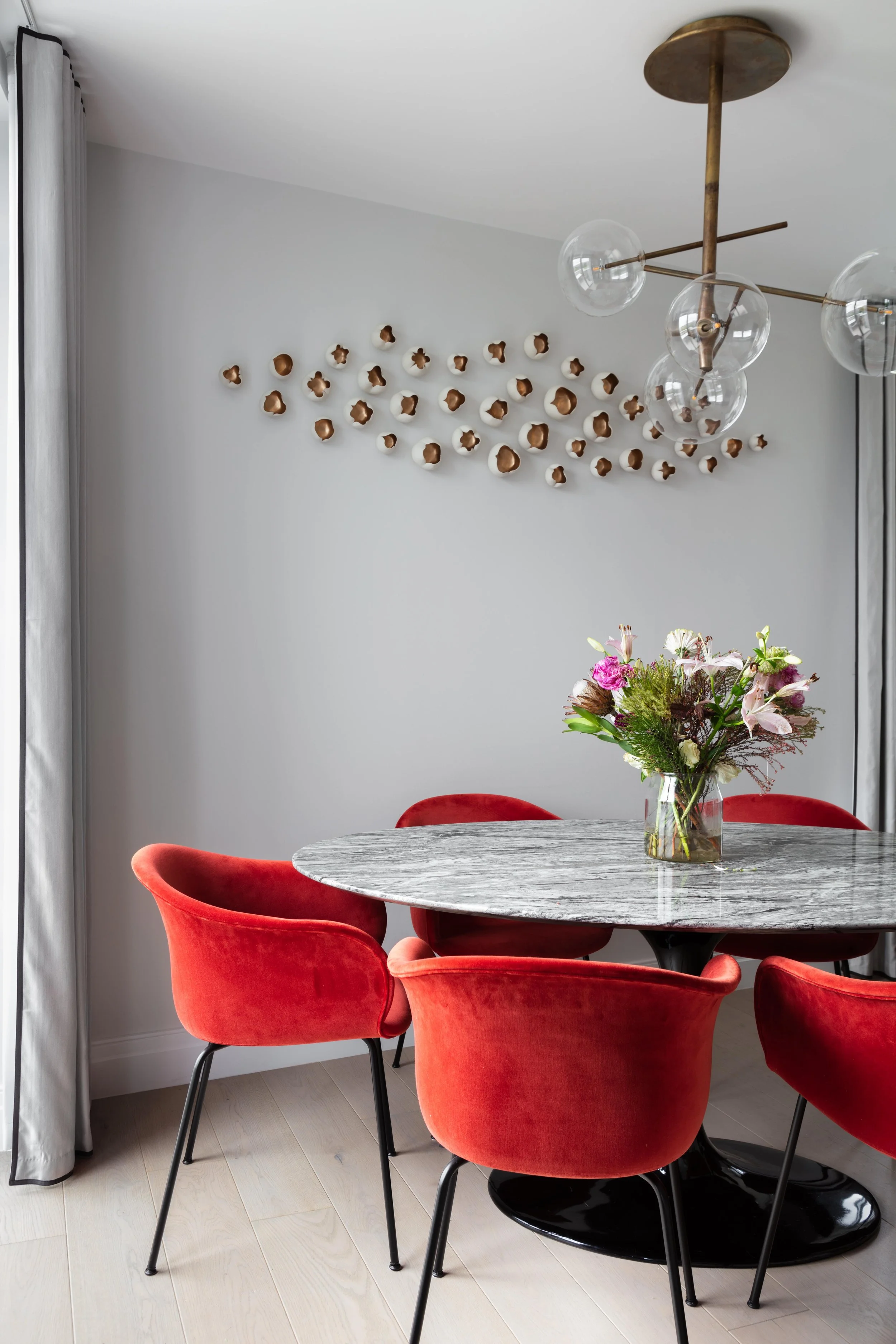 interior designed luxury dining room for a show apartment in West London