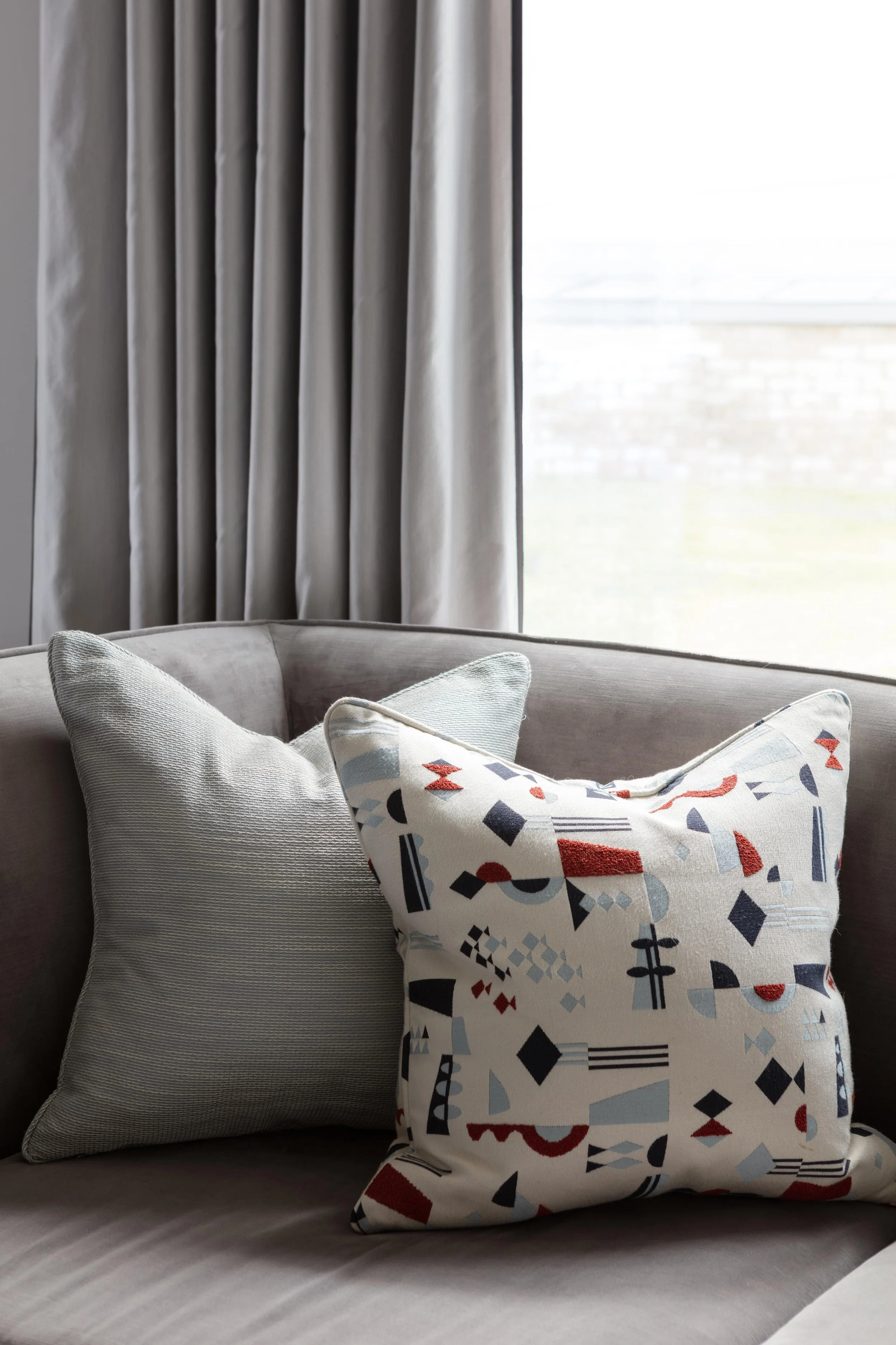 Bespoke scatter cushion at a show home in west London