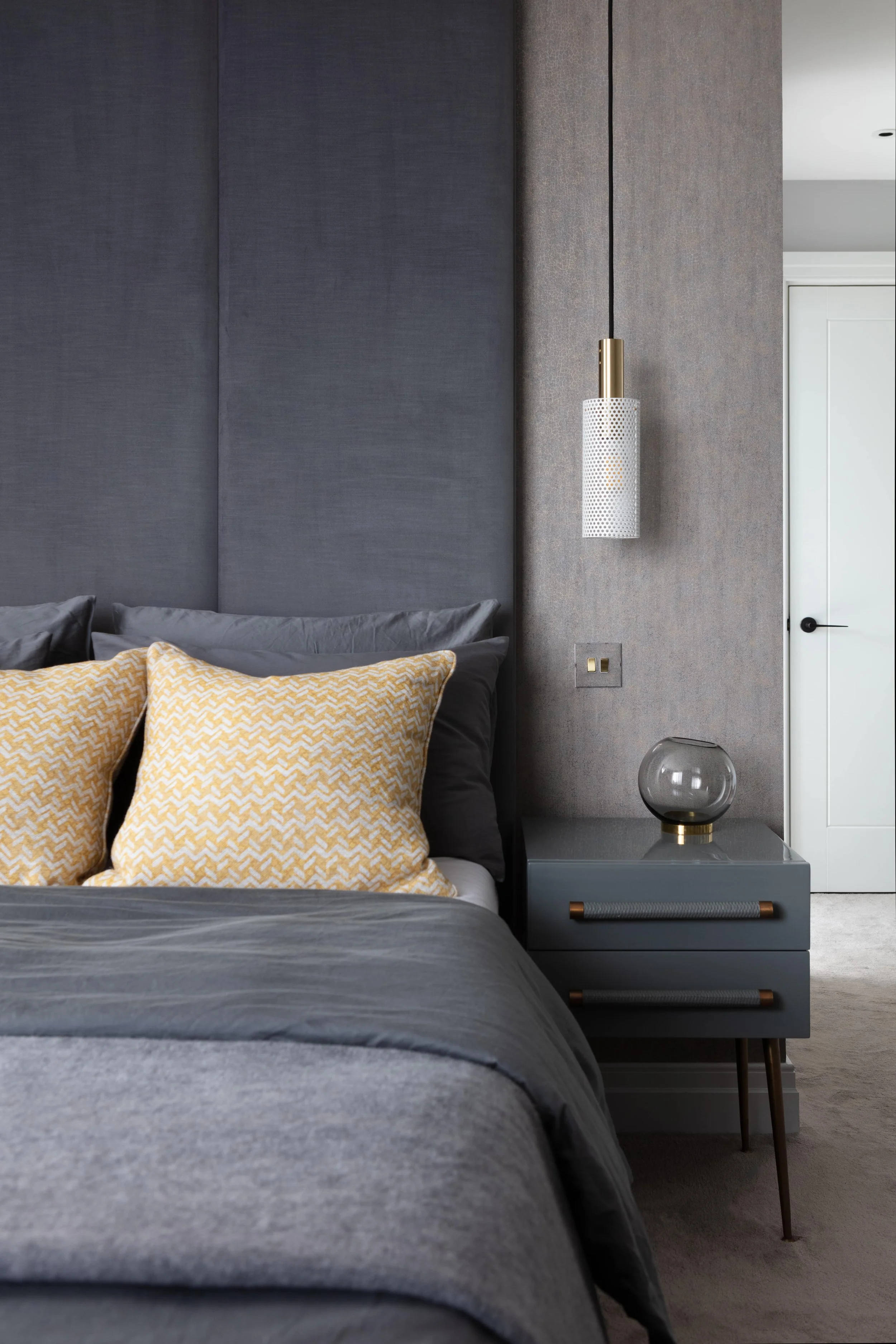 Luxury master bedroom in a show apartment in west London