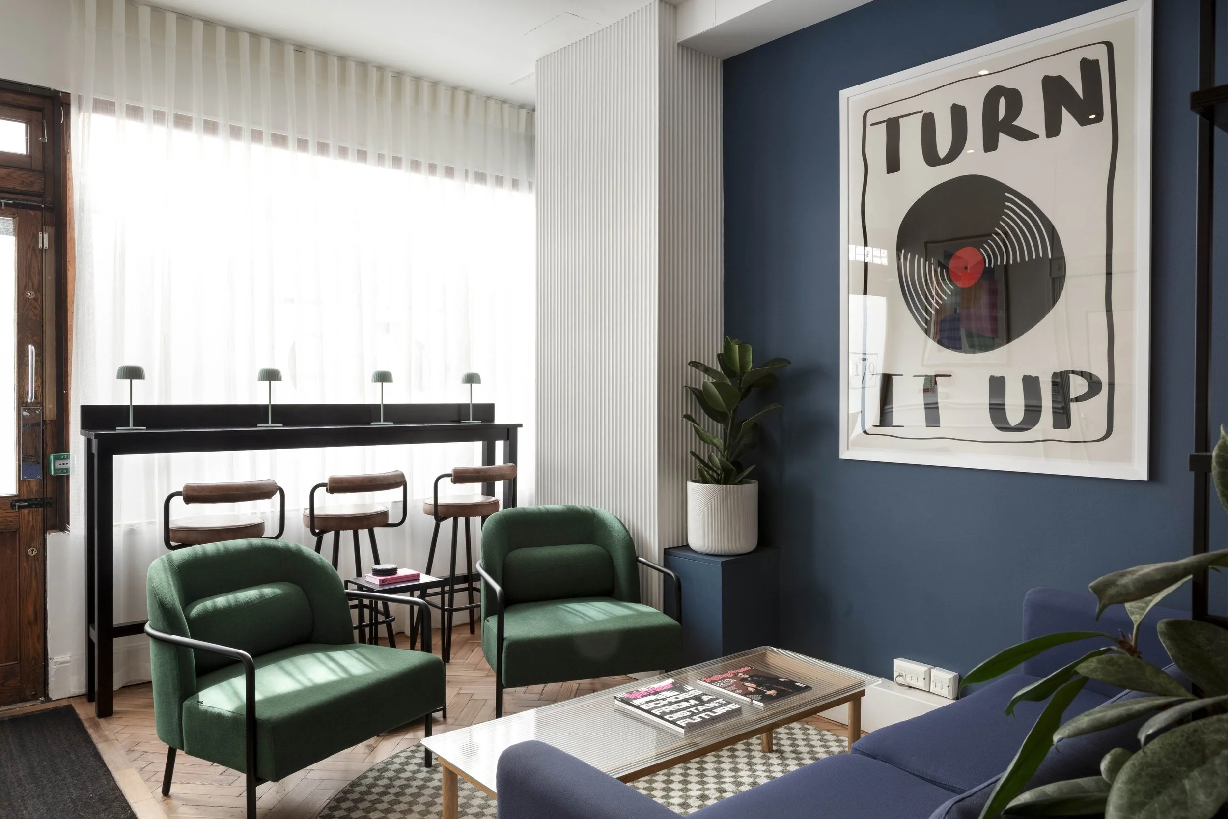 Interior designed office breakout area Soho London