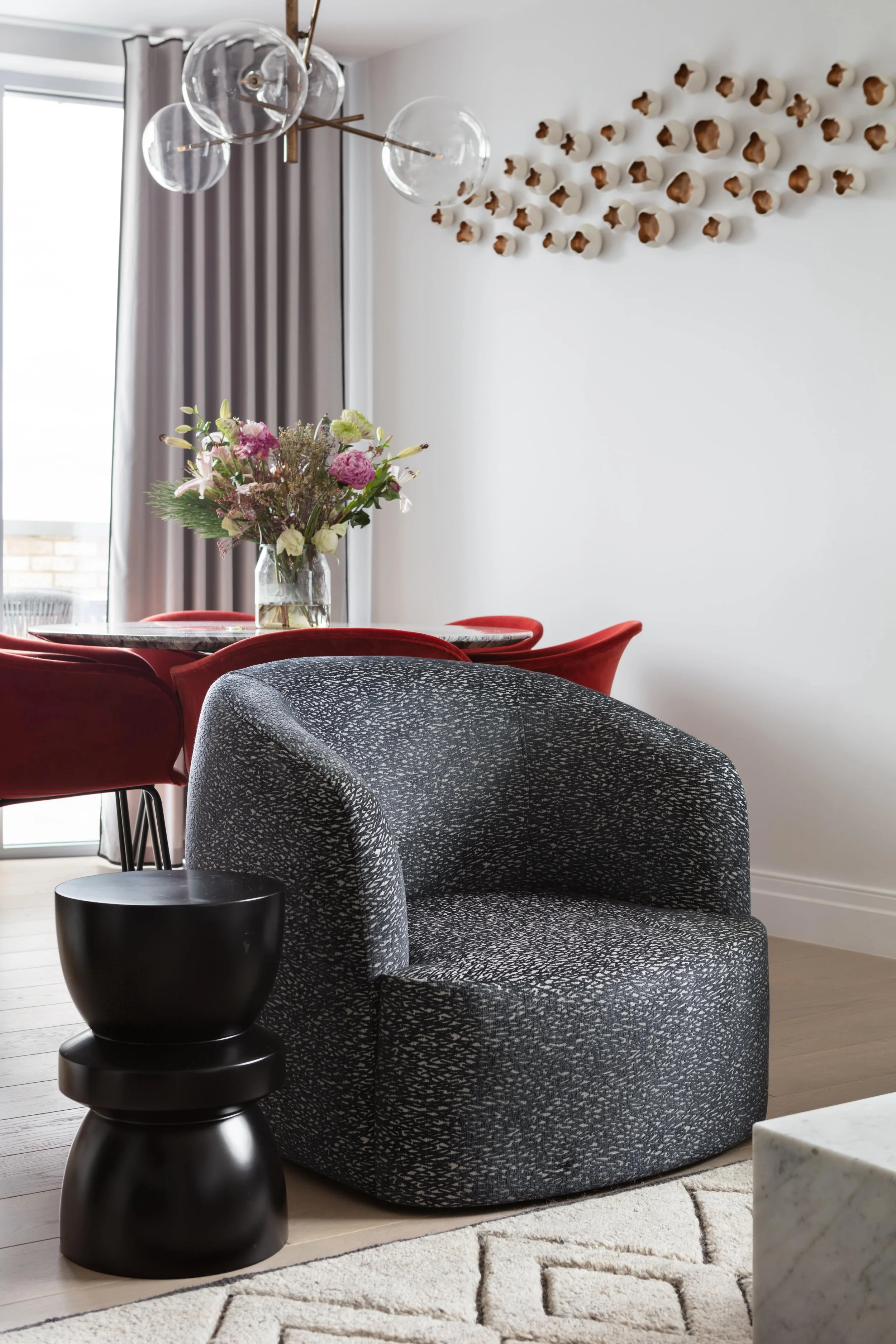 Interior designed show apartment living space West London
