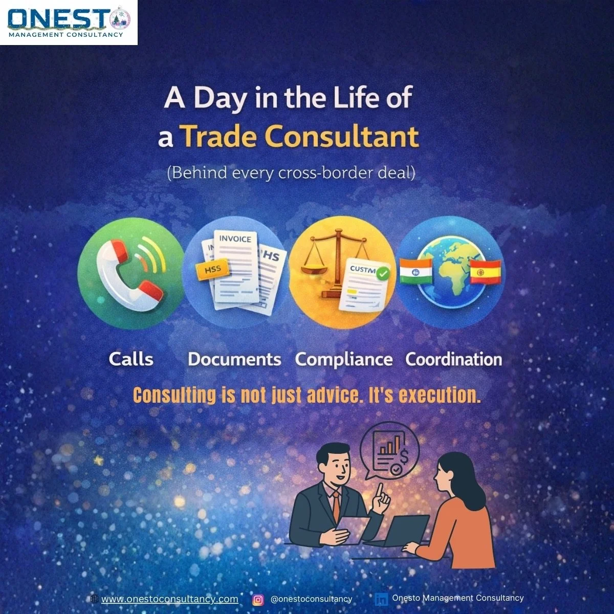 People often see the shipment.
They rarely see the work behind it.

📞 Calls
Aligning exporters, importers, banks, agents, and logistics teams across time zones.

📑 Documents
Reviewing invoices, HS codes, contracts, certificates, and compliance pape