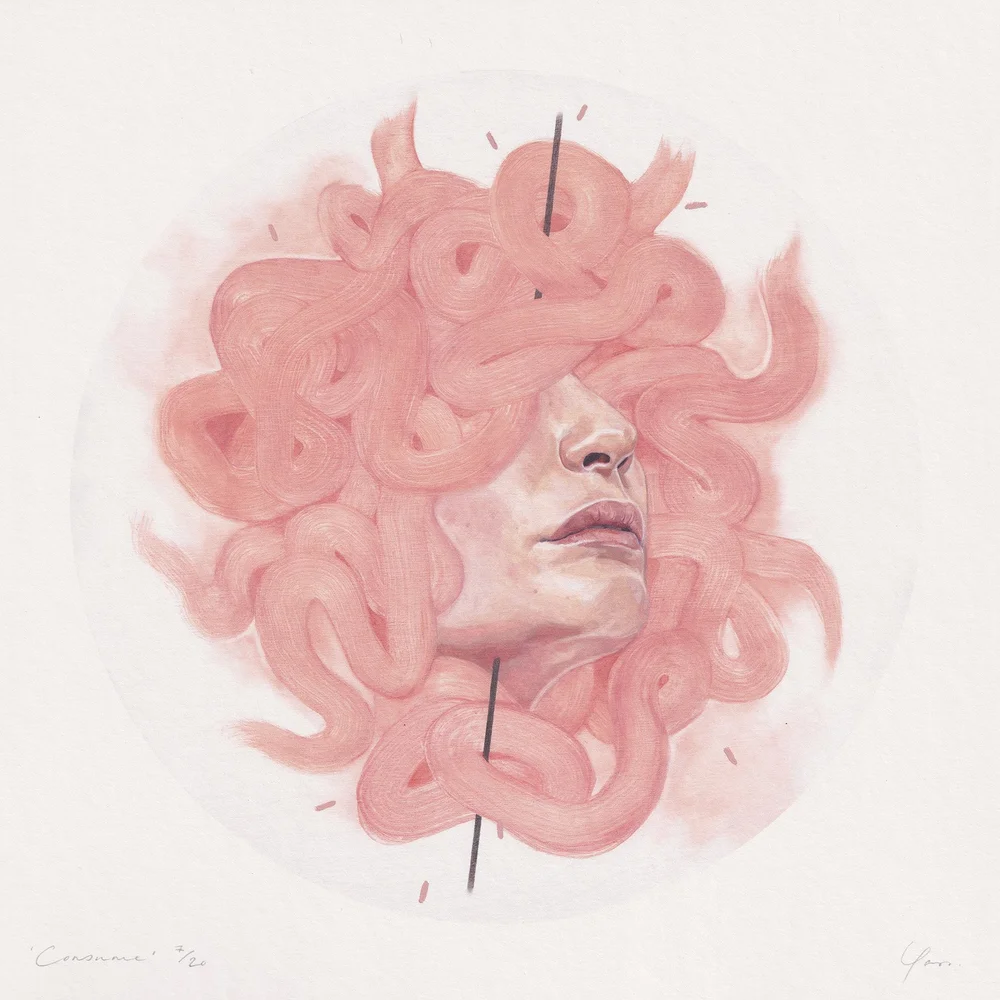 'Consume' hand embellished PRINT