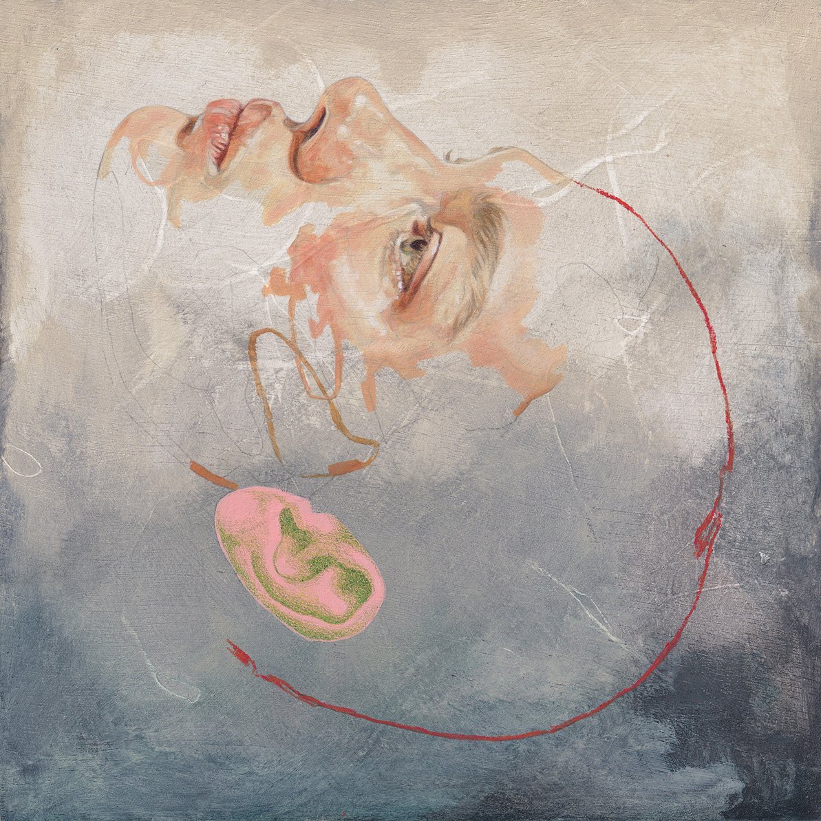 'Want Doesn't Get' - oil, acrylic & pencil on wood panel, 20x20cm, 2026