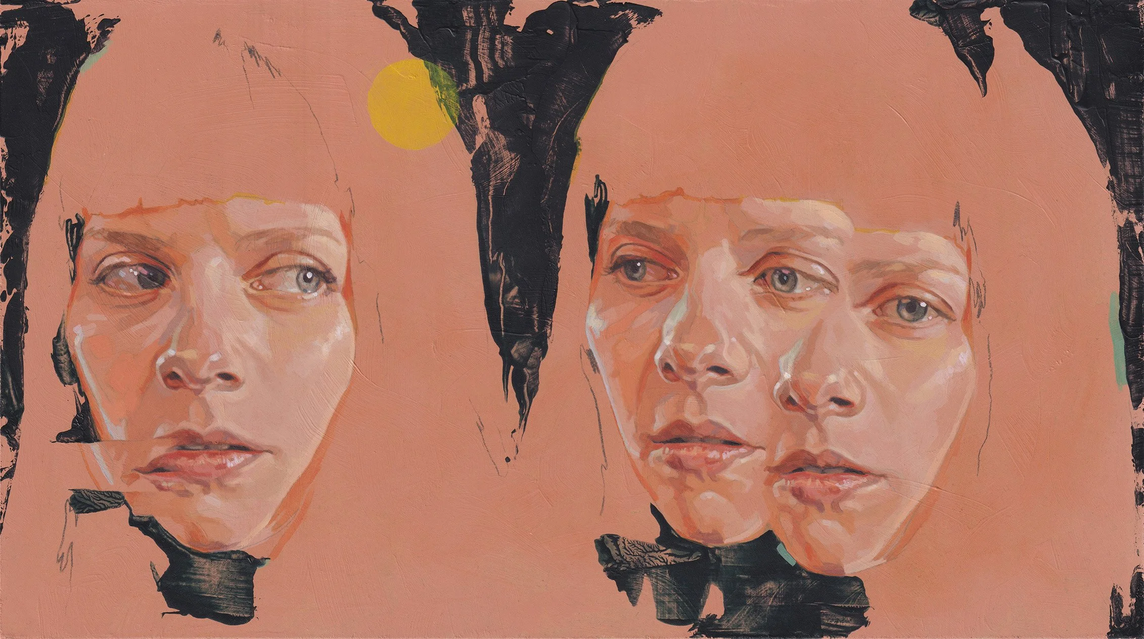 'Somewhere Else' - oil, acrylic & pencil on wood panel, 23x40m, 2026