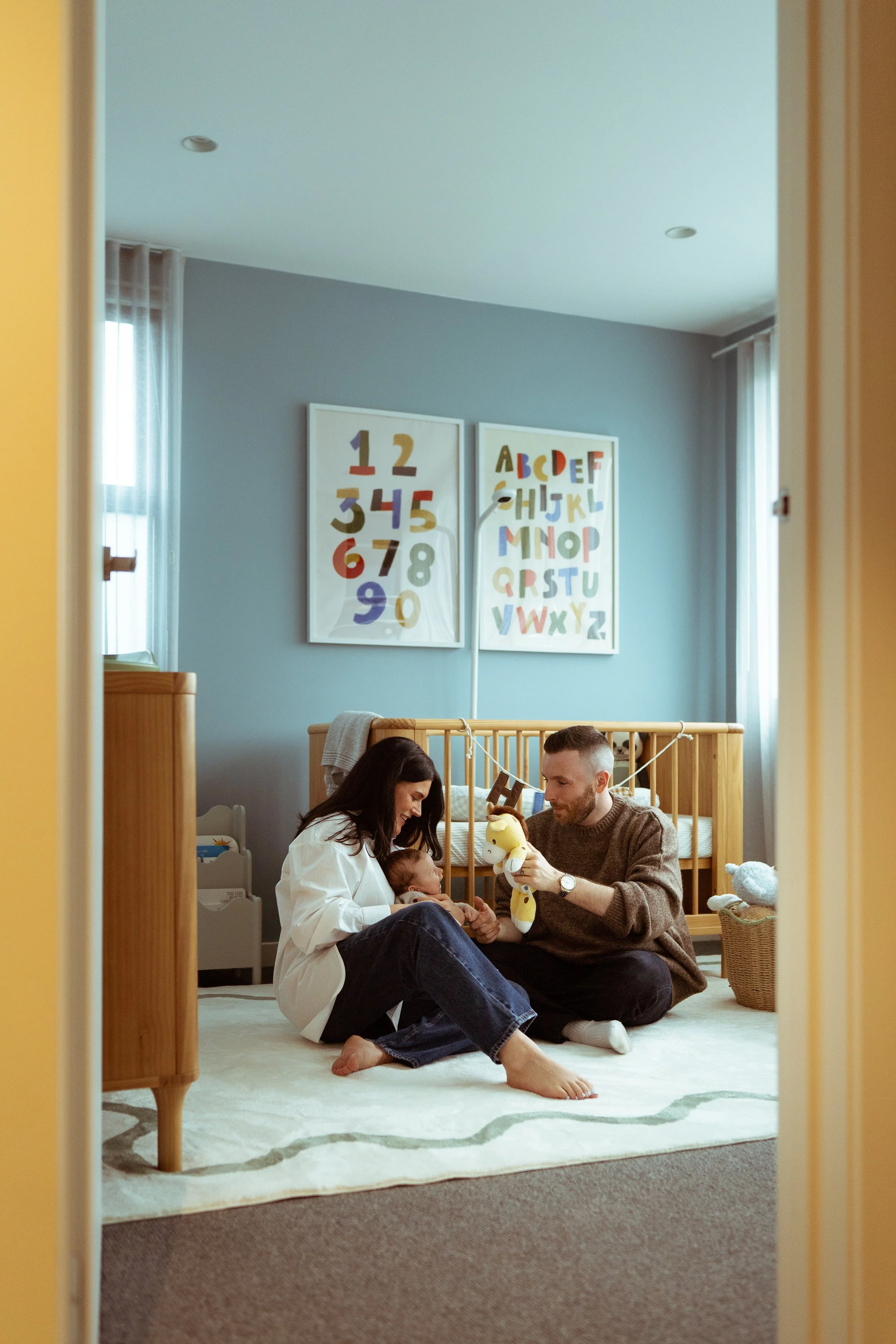 Natural family photos with newborn in baby nursery Melbourne Victoria