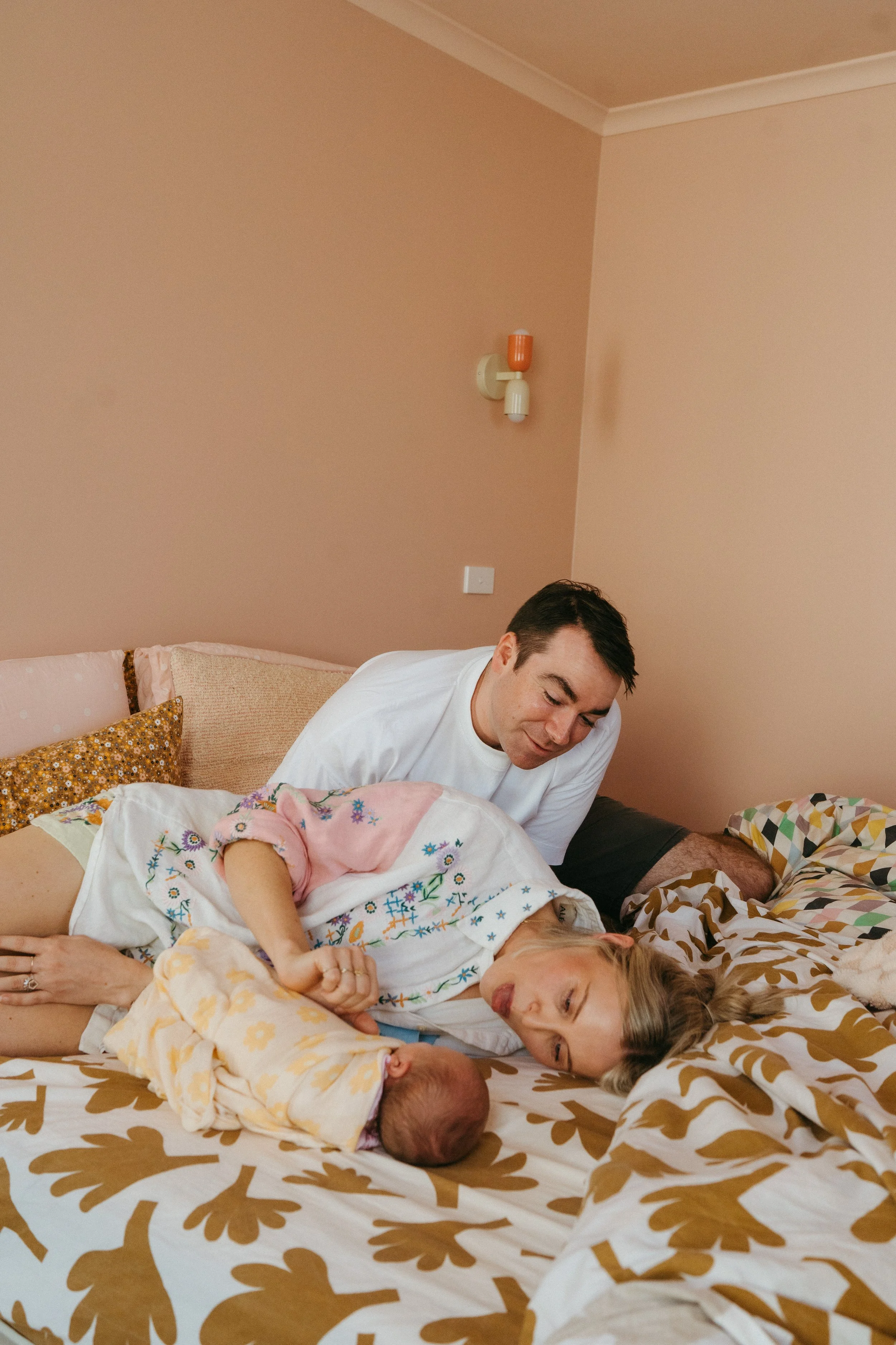 Newborn photography in Melbourne at home blush bedroom