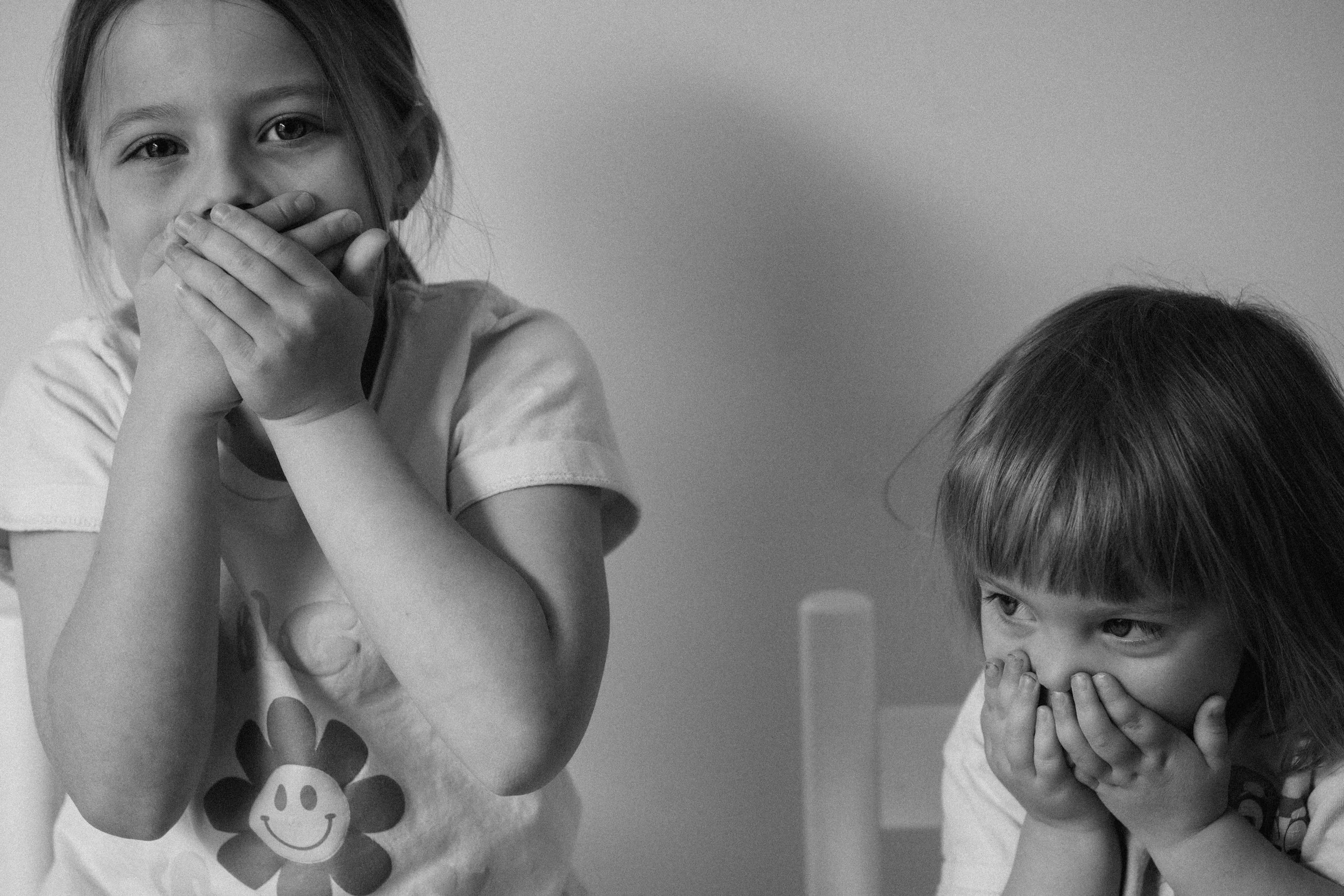 kids black and white portrait