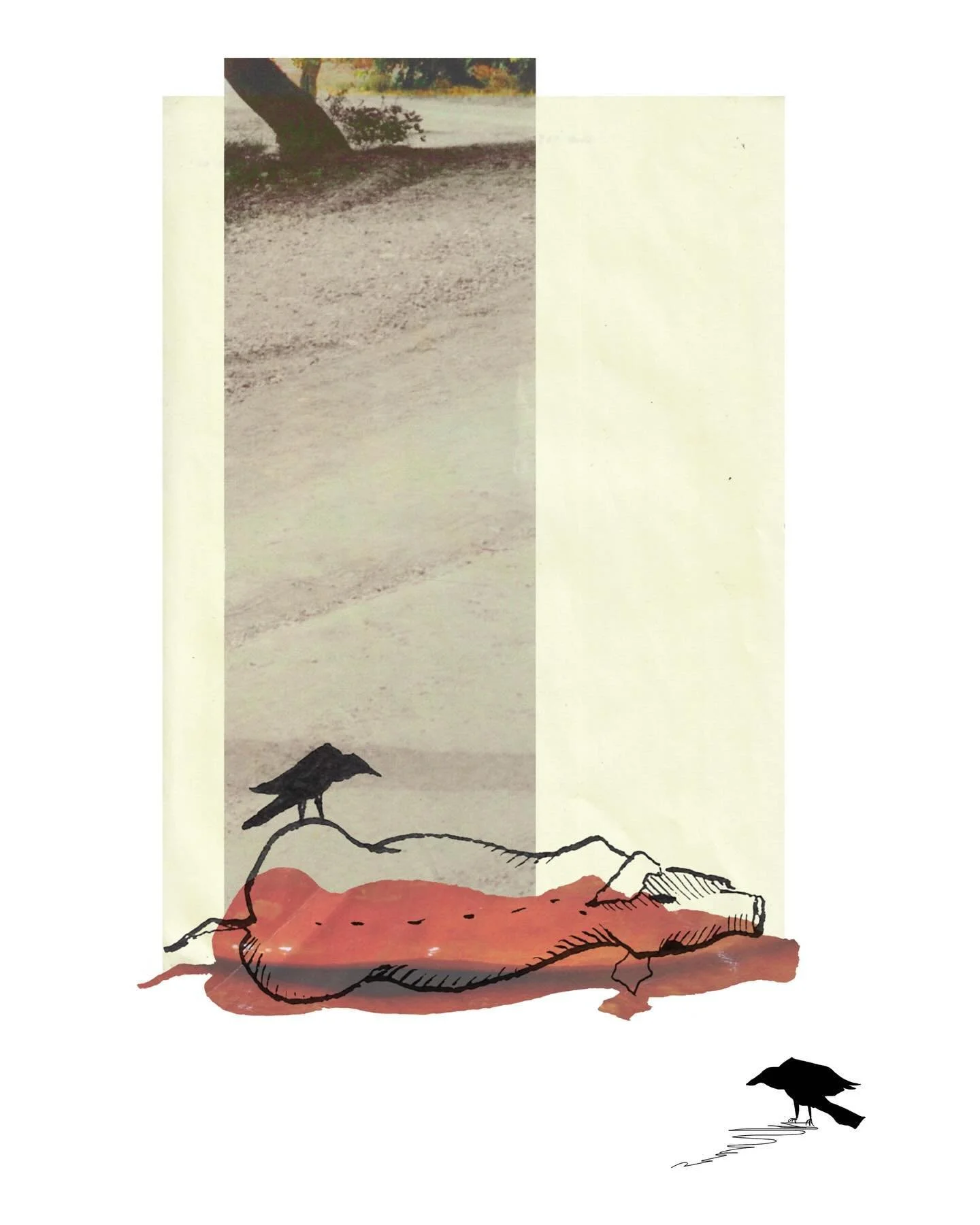 Dead Pig on the Roadside 

Saw this scene on my way home yesterday, can&rsquo;t stop thinking about it 🐖💀 

#deadpig #collage #paper #texture #drawing