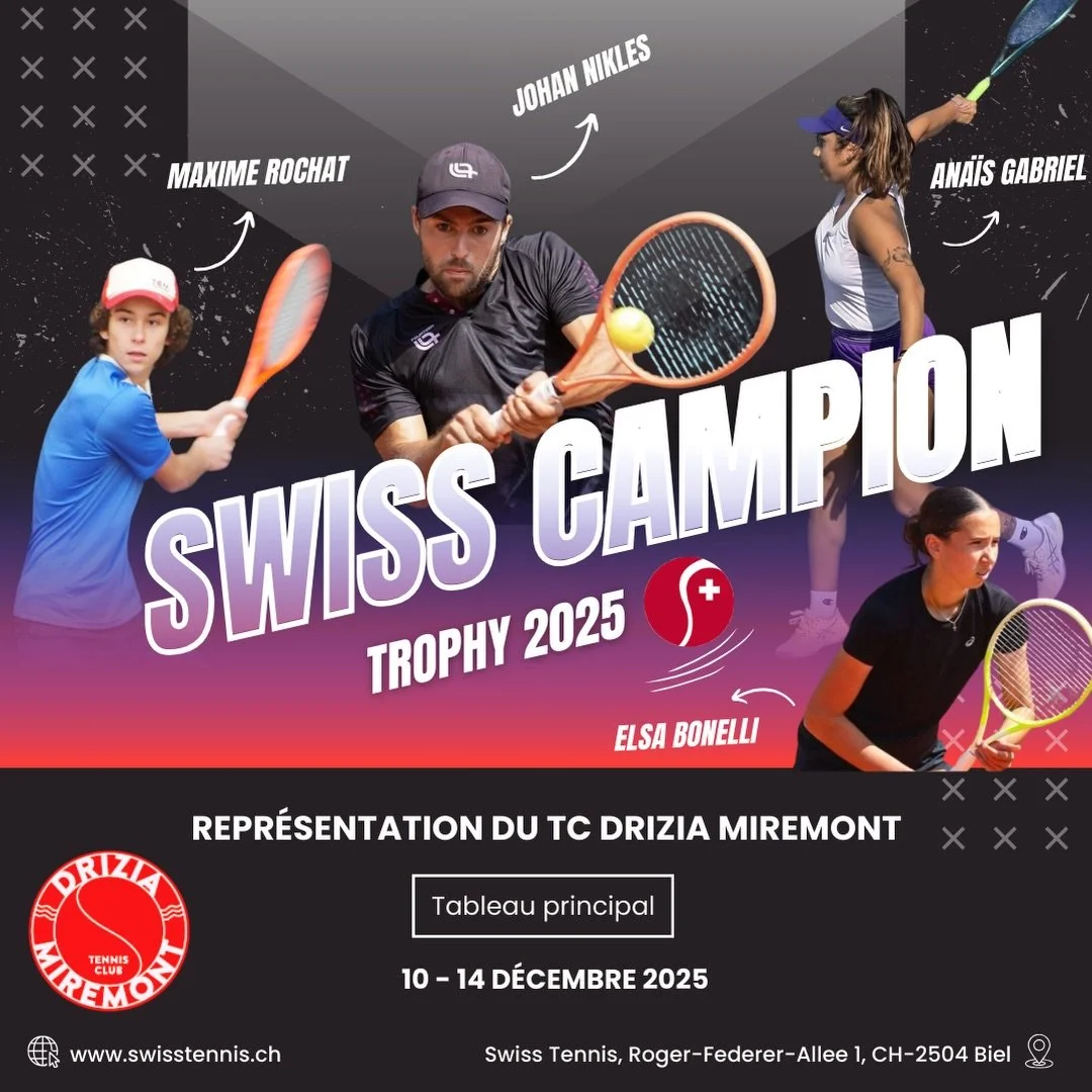 D&eacute;but aujourd&rsquo;hui du tableau principal du Securition Swiss Champion Trophy !
Souhaitons la meilleure des chances &agrave; nos joueurs engag&eacute;s dans la comp&eacute;tition ! 💪🇨🇭🔥