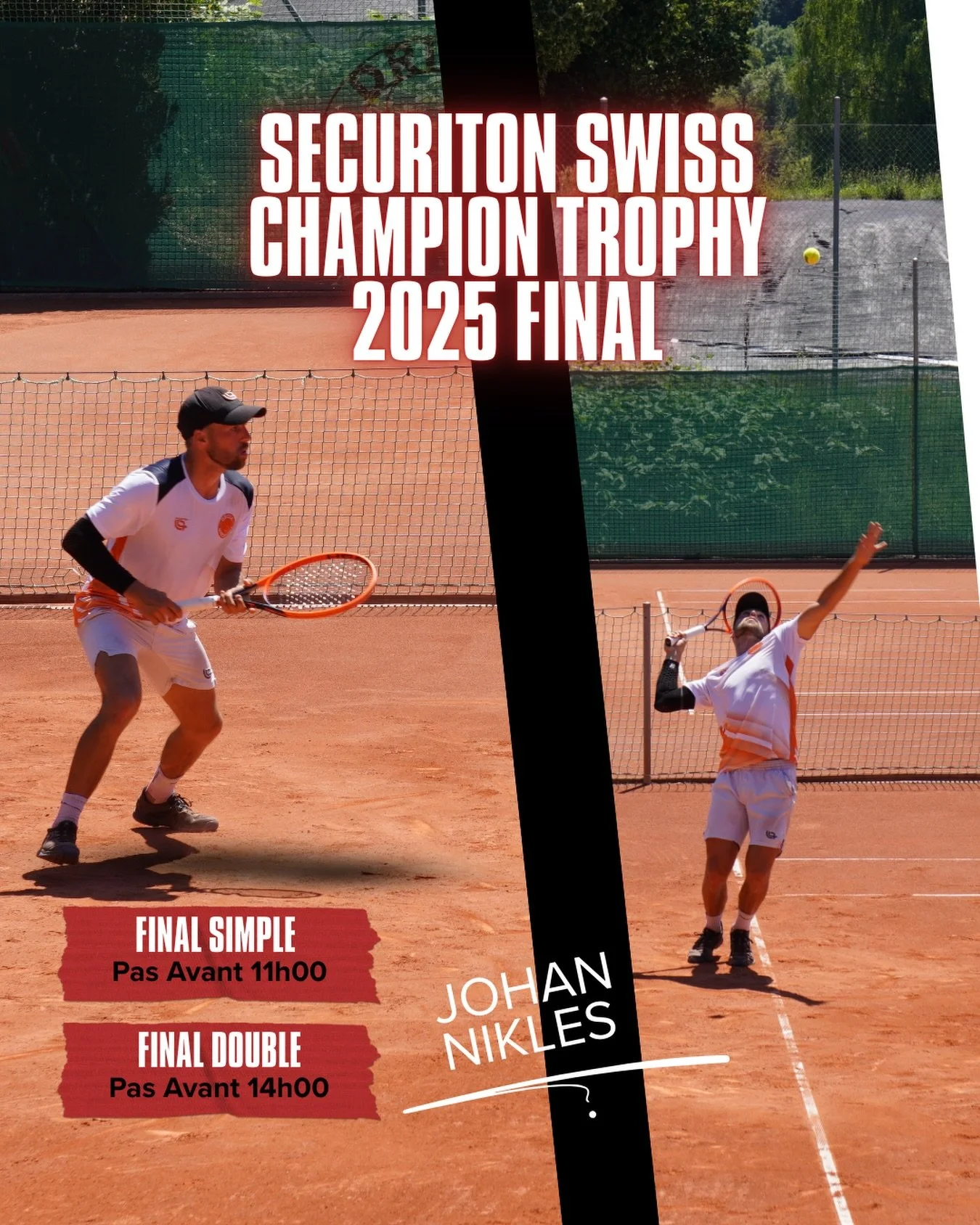 🔥 JOUR DE FINALE ! 🔥  Securition Swiss Champion Trophy 

Aujourd&rsquo;hui, notre joueur Johan Nikles est en finale en simple ET en double 💪🎾

🕚 Finale Simple : pas avant 11h00
🕑 Finale Double : pas avant 14h00

📺 Suivez les finales en direct 