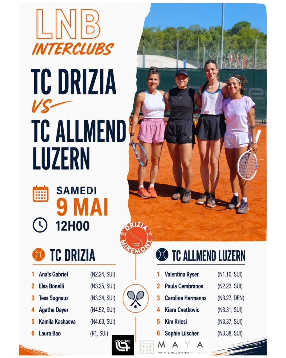 Ce samedi 9 mai : matchs par &eacute;quipes &agrave; domicile 🎾
On vous attend nombreux pour soutenir le club !