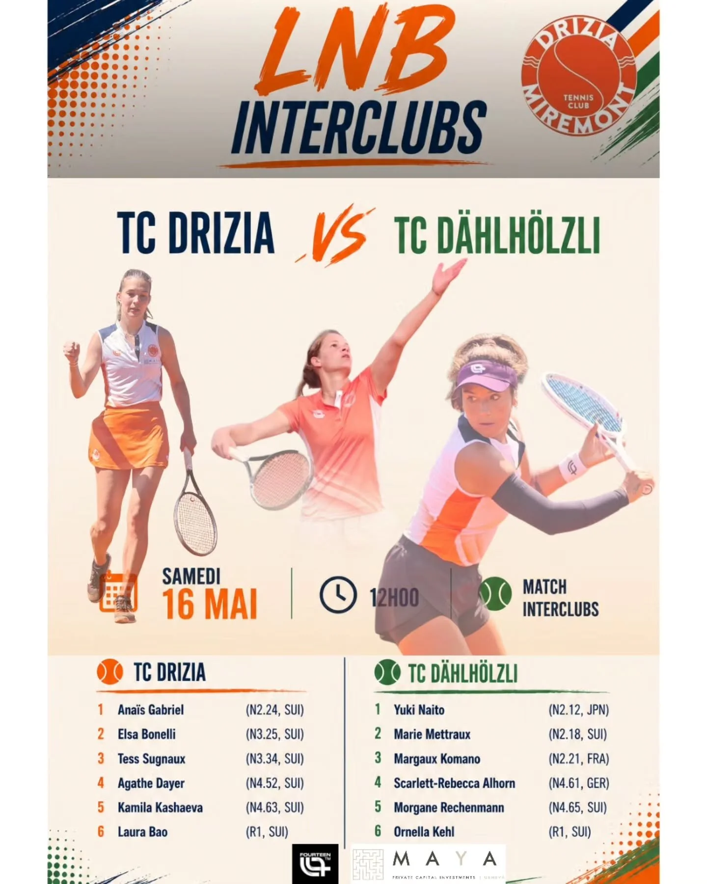 🎾🔥 Programme Interclubs de ce week-end 🔥🎾

De nombreux matchs &agrave; domicile vous attendent ce week-end au Drizia !

Venez nombreux encourager nos &eacute;quipes et partager l&rsquo;ambiance des interclubs !