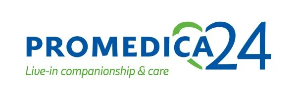 Promedica 24 logo with the tagline "Live-in companionship & care."