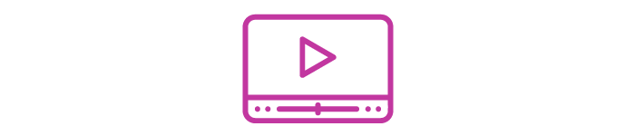 Outline of a media player icon with a play button inside and a progress bar beneath.