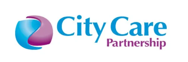 City Care Partnership logo with a stylized purple and blue globe icon and blue and purple text