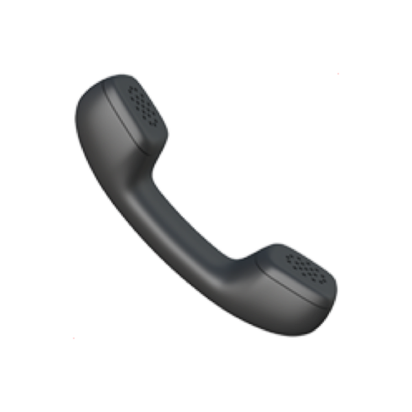 Image of a black telephone handset with speaker and microphone areas.