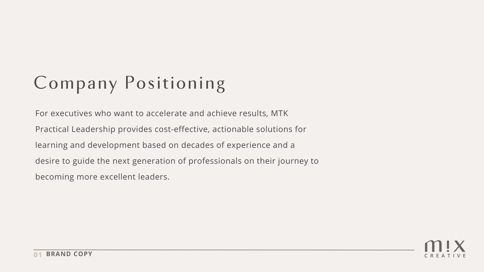 Mix Creative Group company positioning