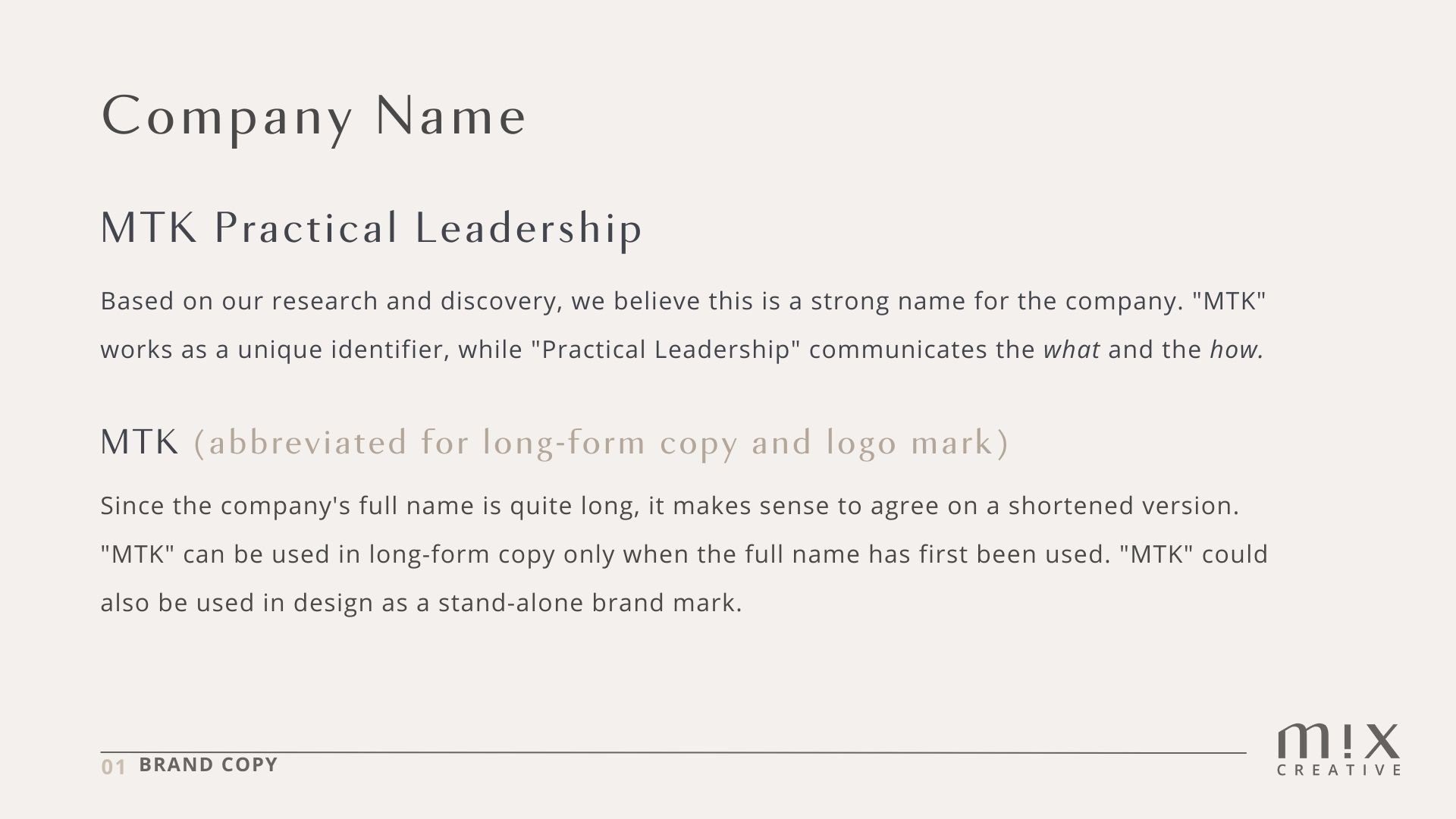 Mix Creative Group branding process