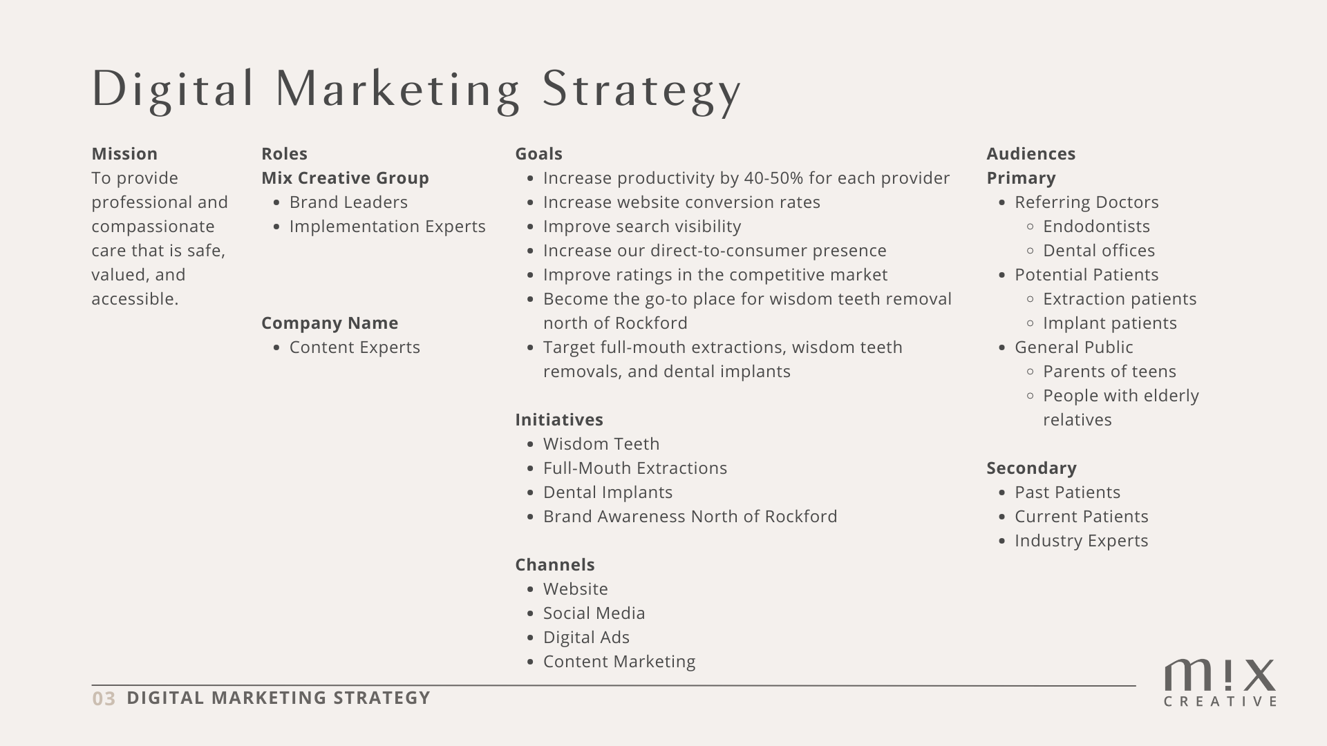 Mix Creative Group Digital Marketing Strategy