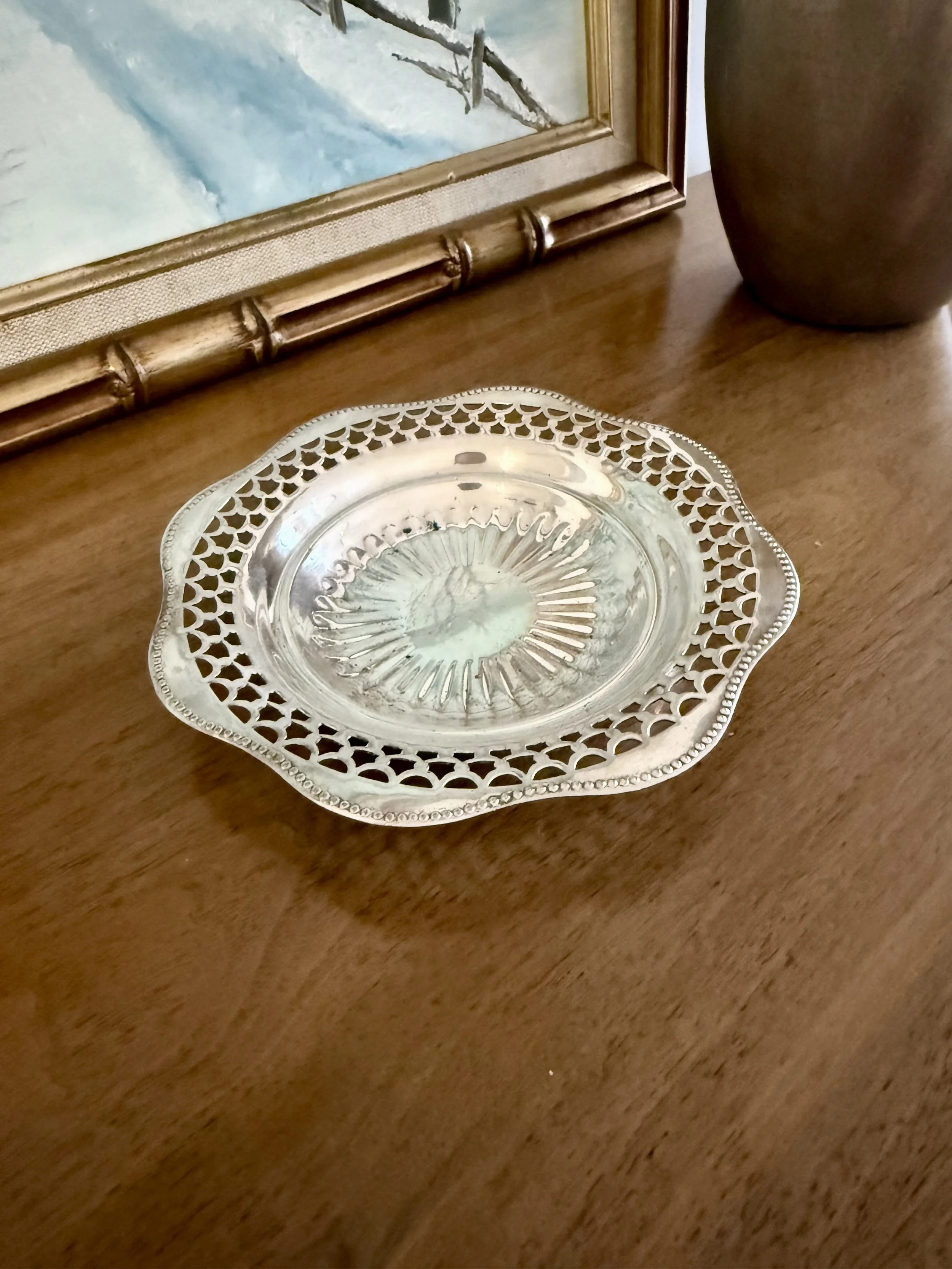 Vintage Pierced Silverplate Serving Dish
